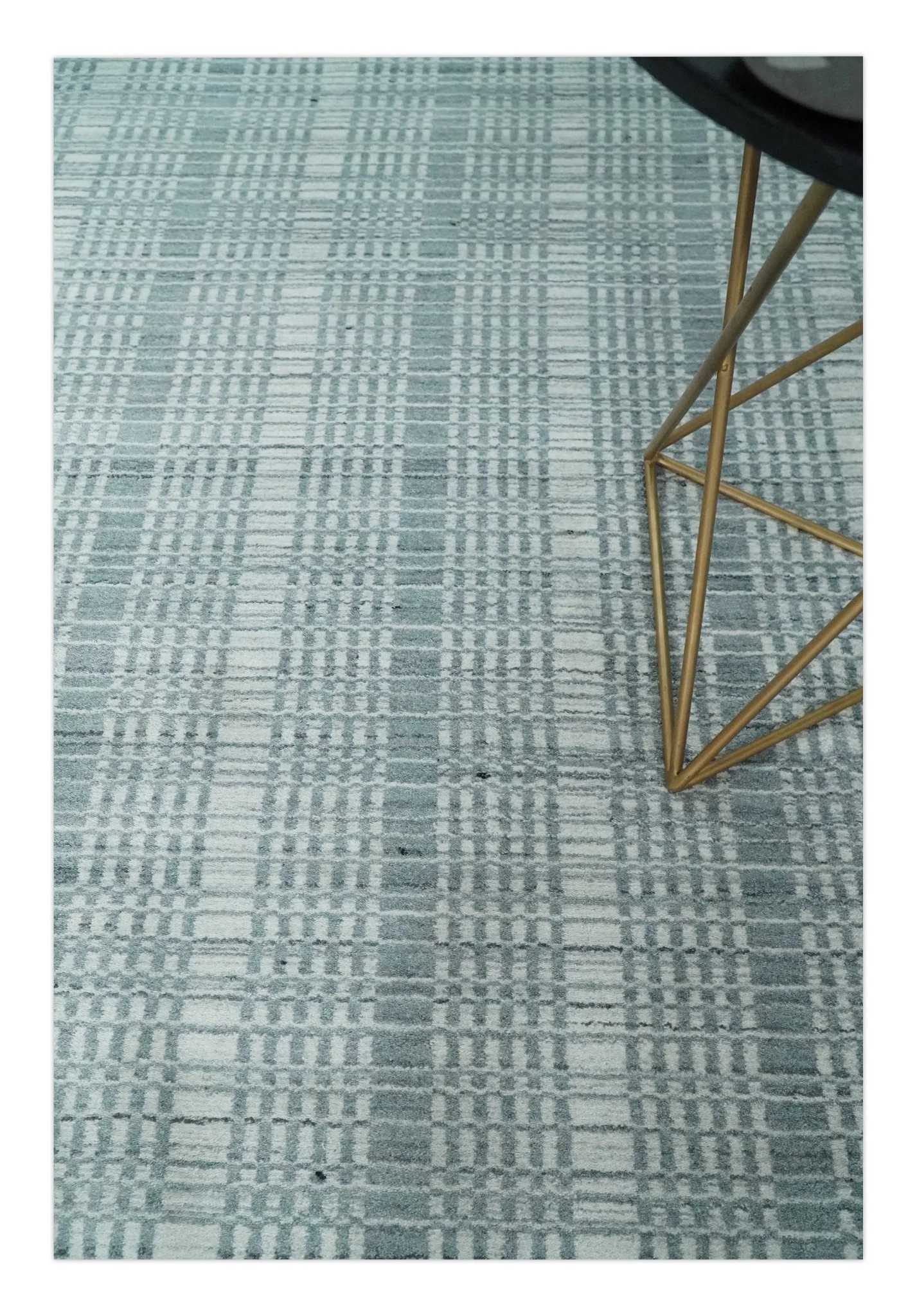 Modern 8x10 Hand Made striped Ivory and Gray Scandinavian Blended Wool Flatwoven Area Rug | KE36 - Image 2