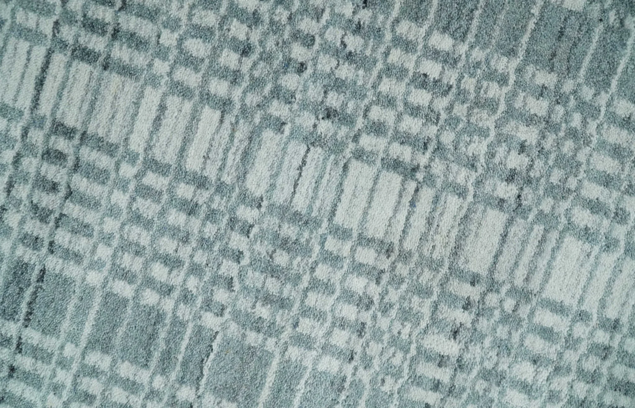 Modern 8x10 Hand Made striped Ivory and Gray Scandinavian Blended Wool Flatwoven Area Rug | KE36 - Image 4