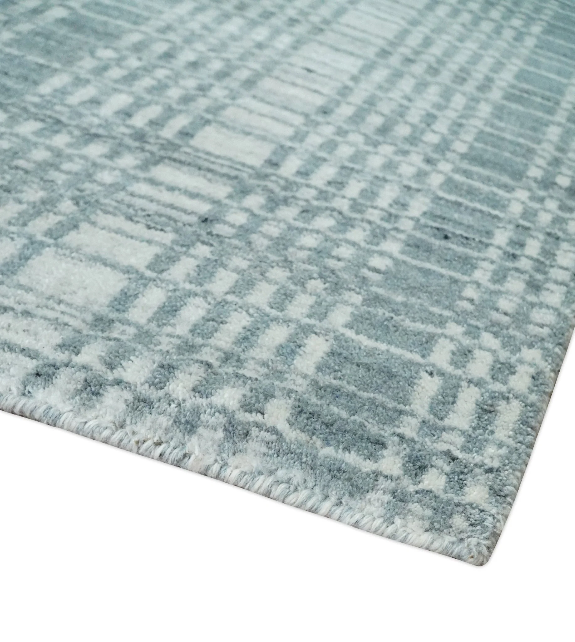 Modern 8x10 Hand Made striped Ivory and Gray Scandinavian Blended Wool Flatwoven Area Rug | KE36 - Image 5