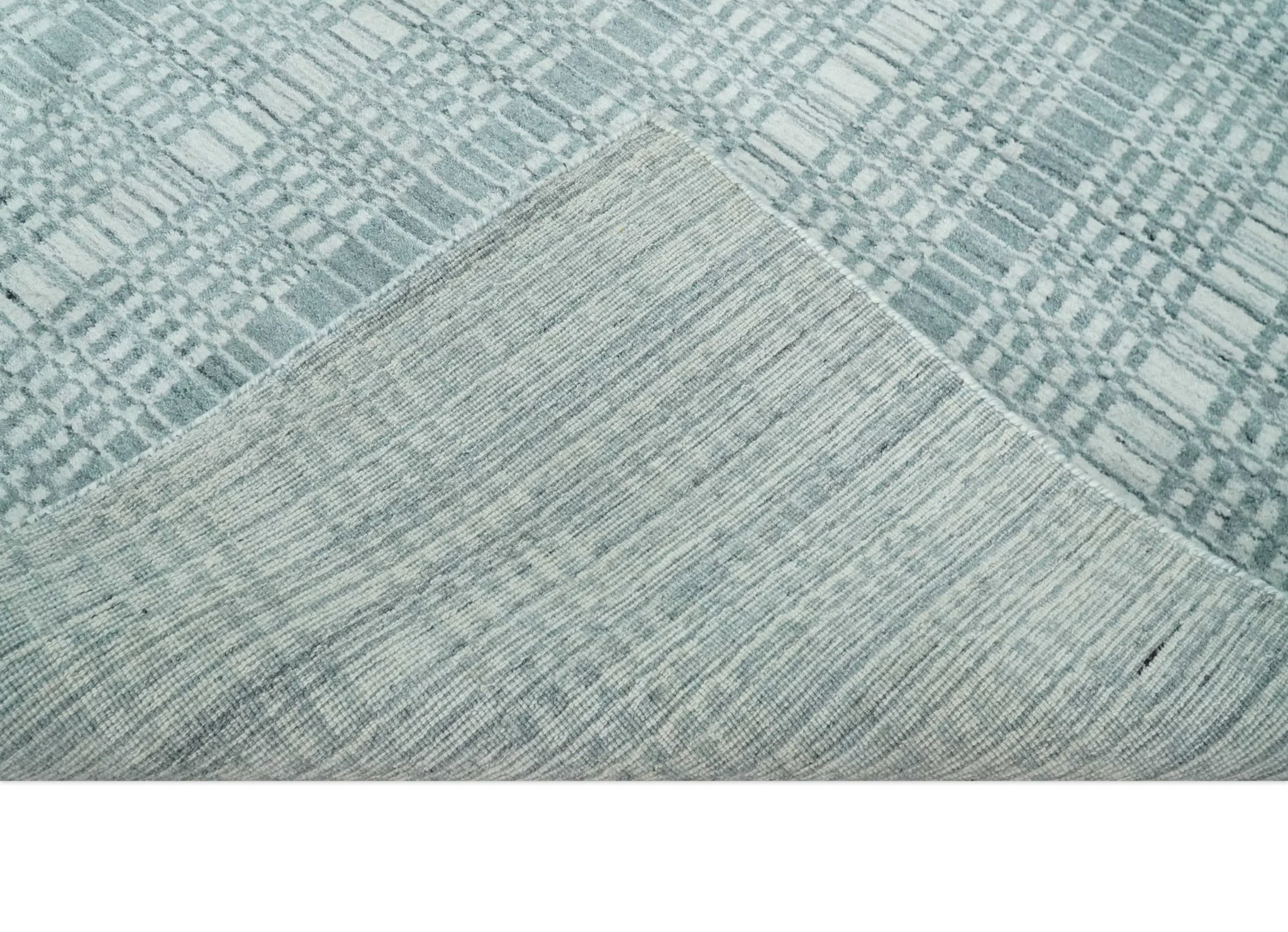 Modern 8x10 Hand Made striped Ivory and Gray Scandinavian Blended Wool Flatwoven Area Rug | KE36 - Image 7
