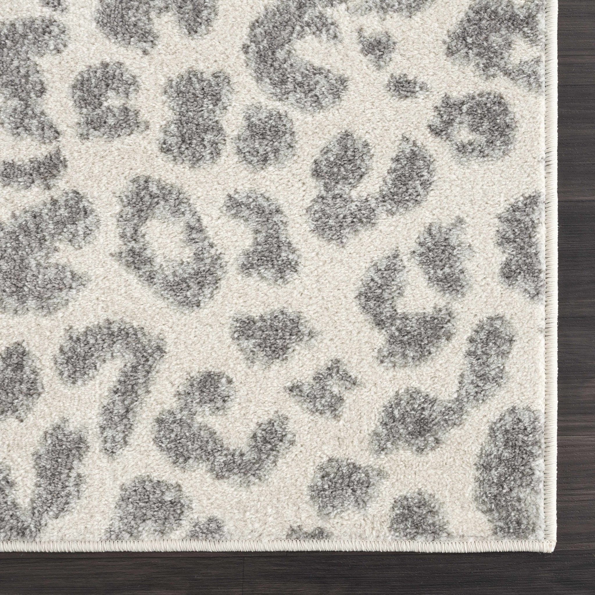 Modern Abstract Beige and Gray Low Pile Leopard Print Area Rug - Image 4