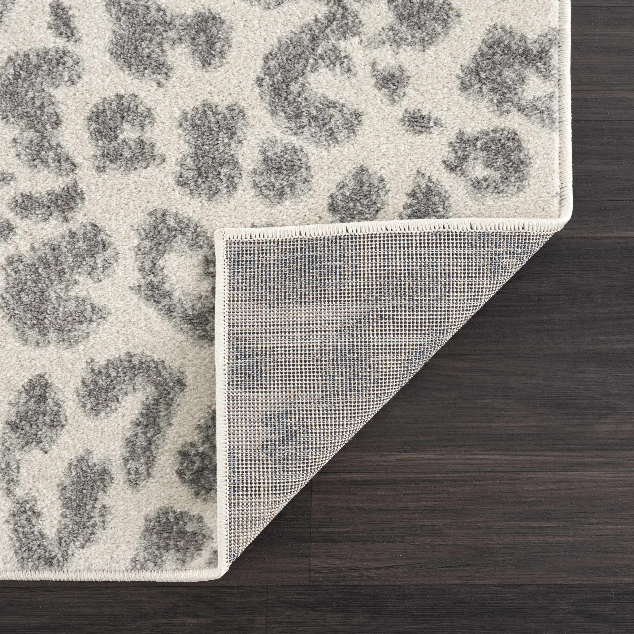 Modern Abstract Beige and Gray Low Pile Leopard Print Area Rug - Image 5