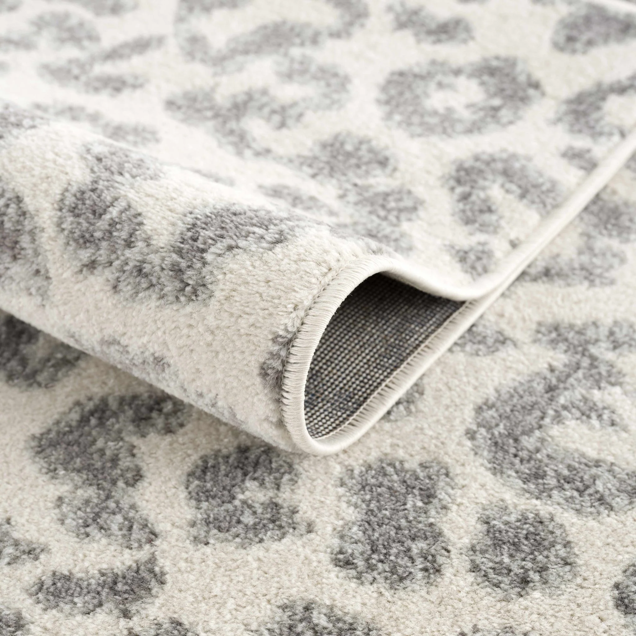Modern Abstract Beige and Gray Low Pile Leopard Print Area Rug - Image 6