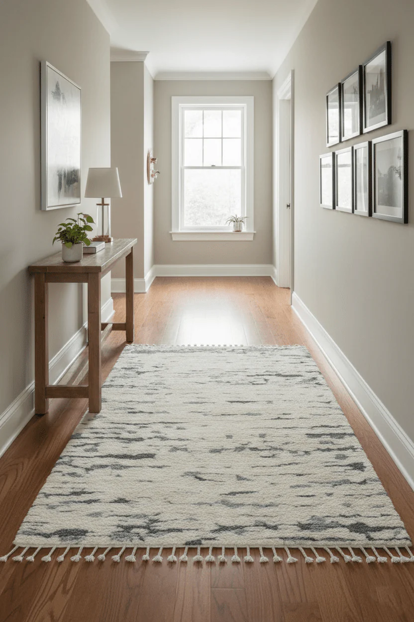 Modern Abstract Beige and Gray Hand Knotted Moroccan Style Plush Pile 5x8 wool Rug - Image 2