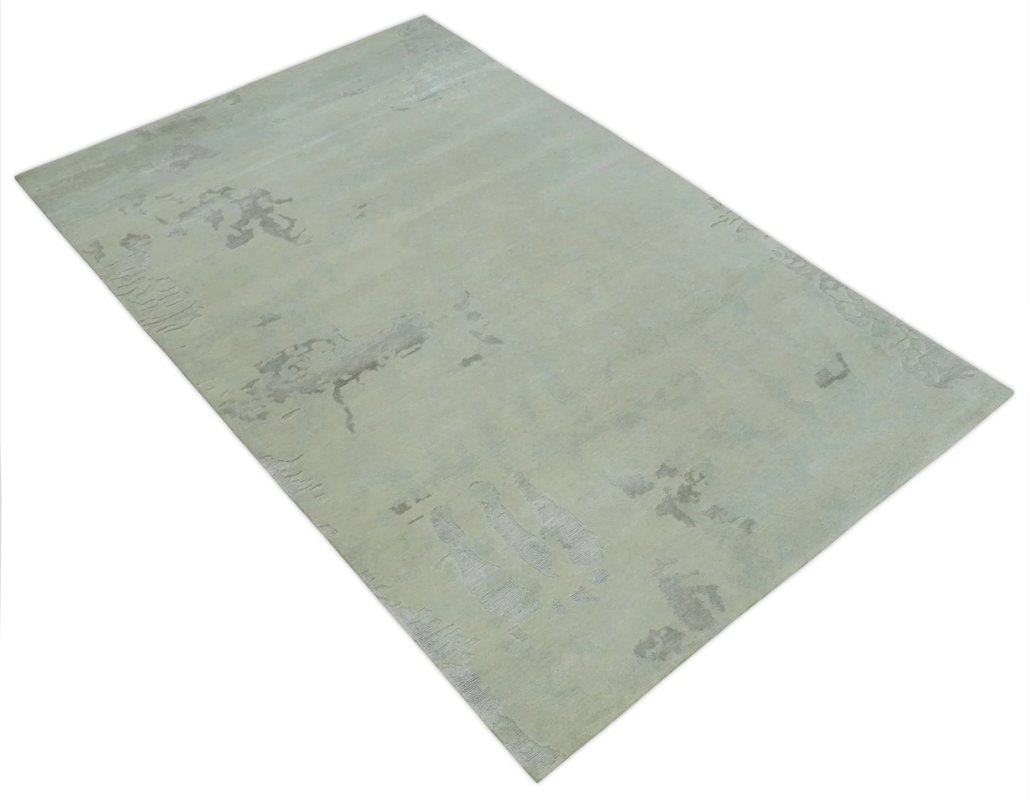 Modern Abstract Beige and Silver Hand loom 5x8 wool and Art Silk Area Rug - Image 10