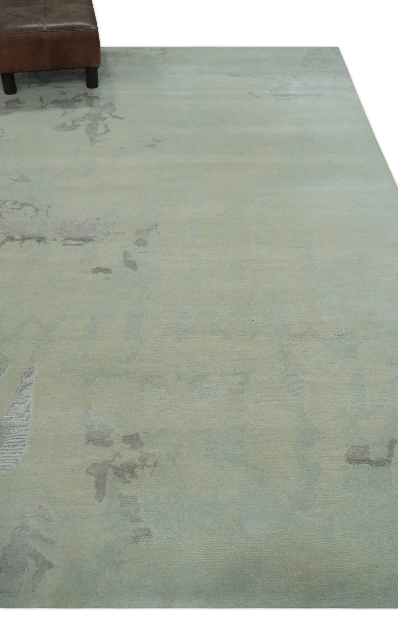 Modern Abstract Beige and Silver Hand loom 5x8 wool and Art Silk Area Rug - Image 4