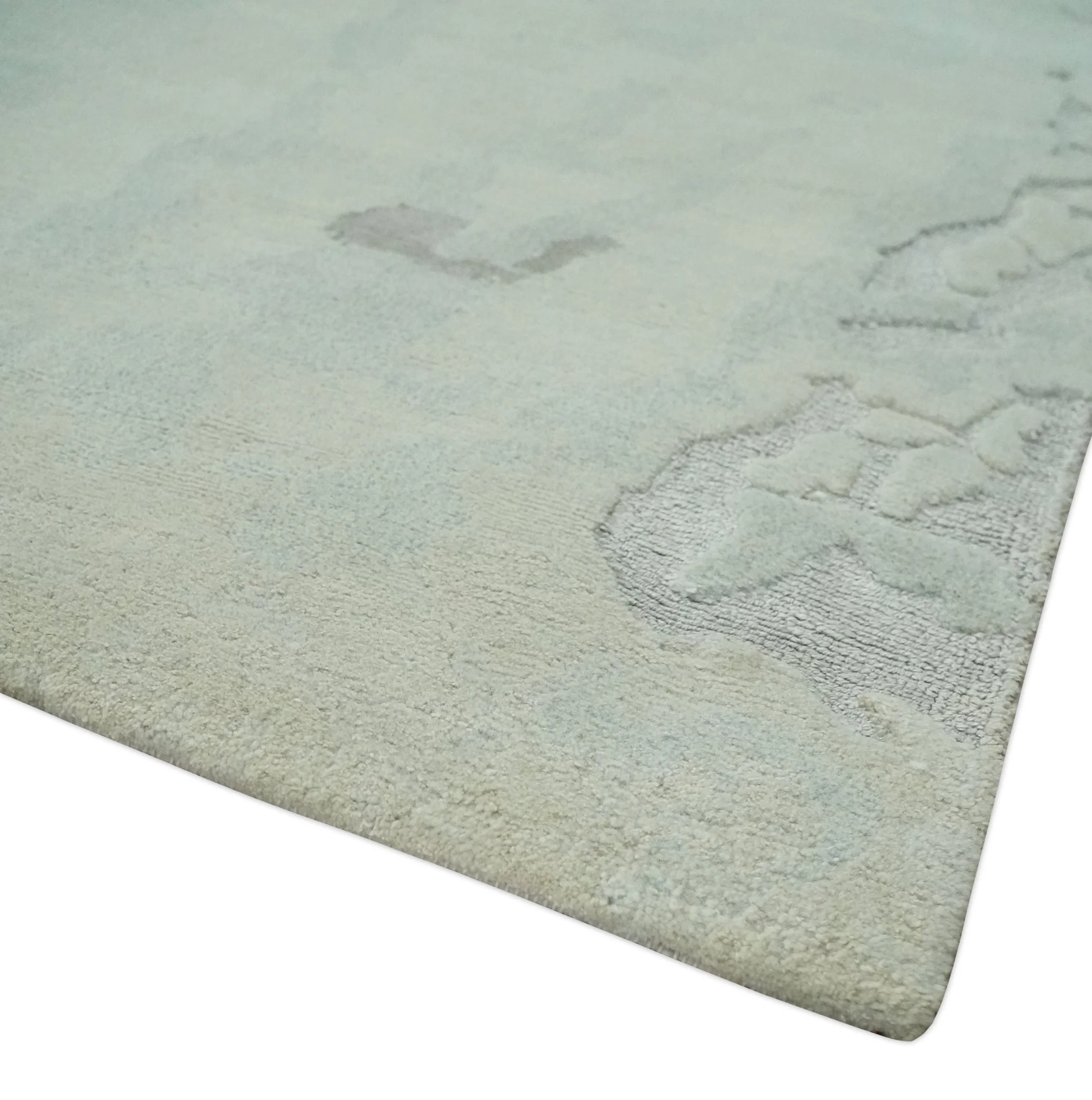 Modern Abstract Beige and Silver Hand loom 5x8 wool and Art Silk Area Rug - Image 6