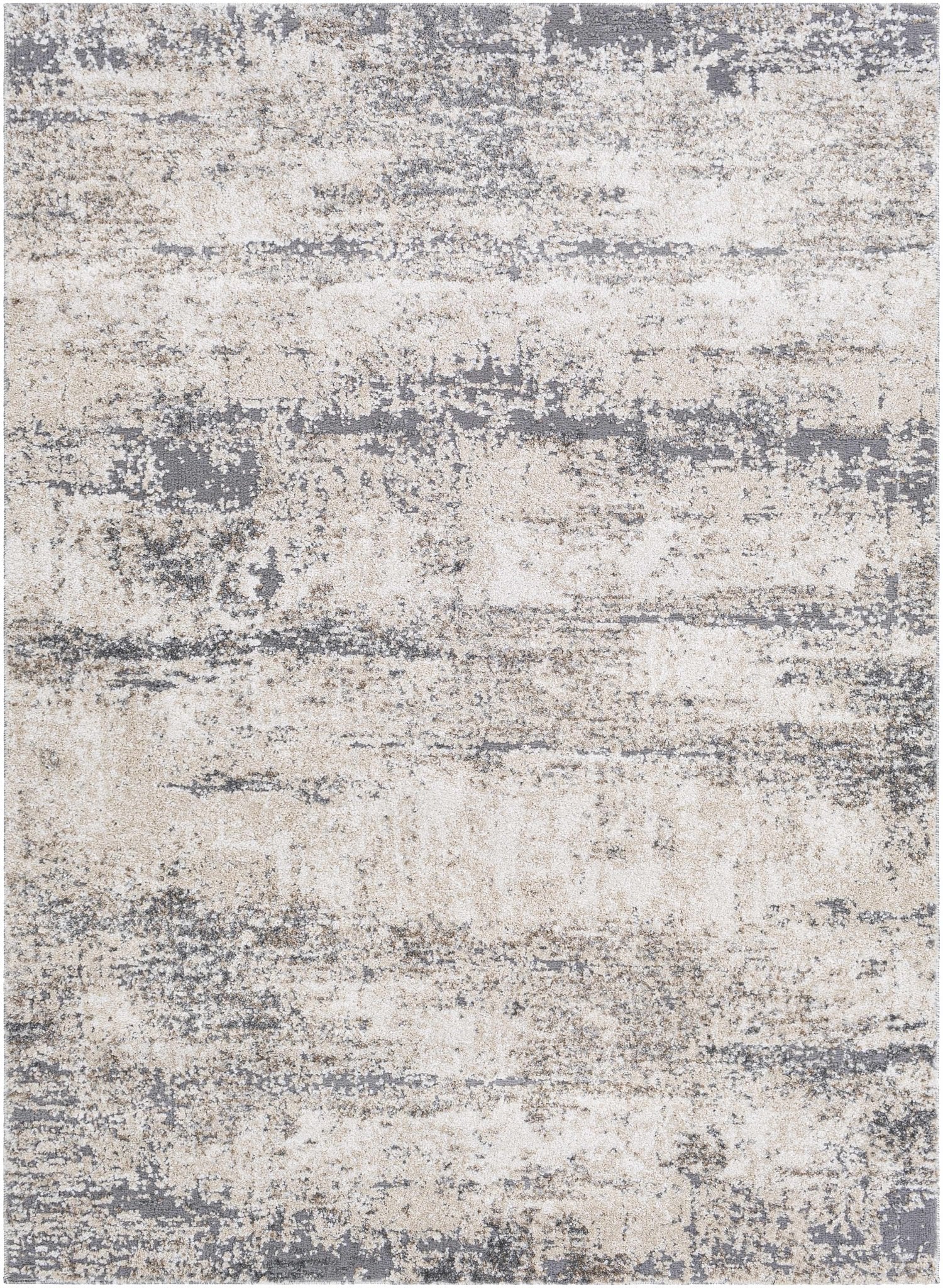 Modern Abstract Beige, Ivory and Gray High low texture Area Rug - Image 2