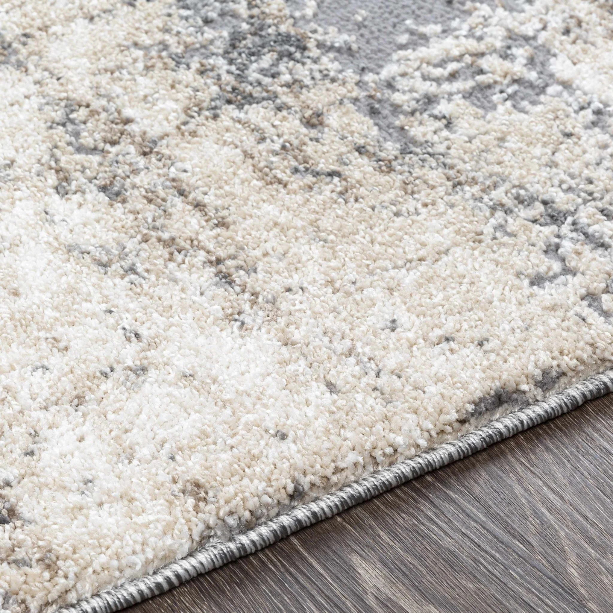 Modern Abstract Beige, Ivory and Gray High low texture Area Rug - Image 5