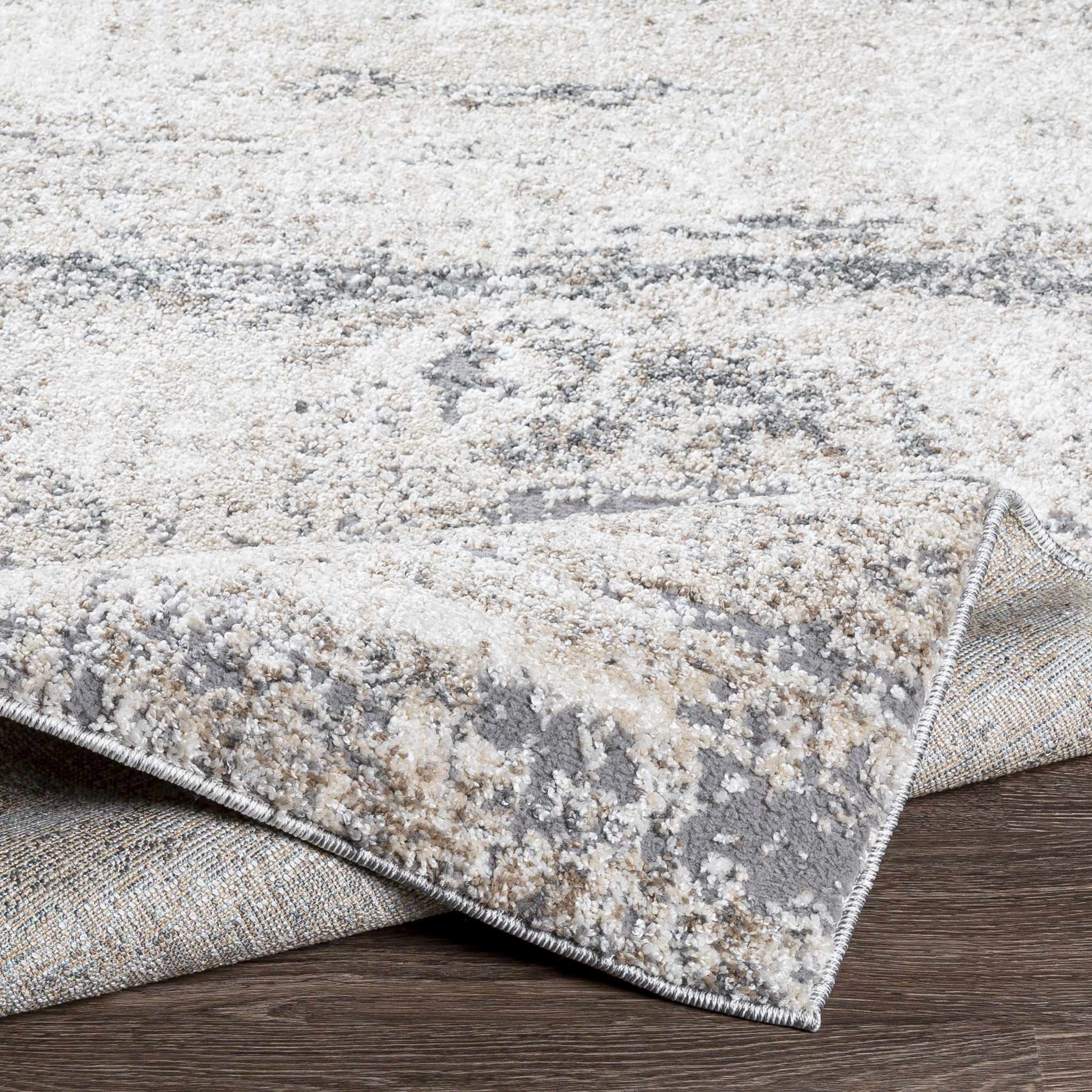 Modern Abstract Beige, Ivory and Gray High low texture Area Rug - Image 6