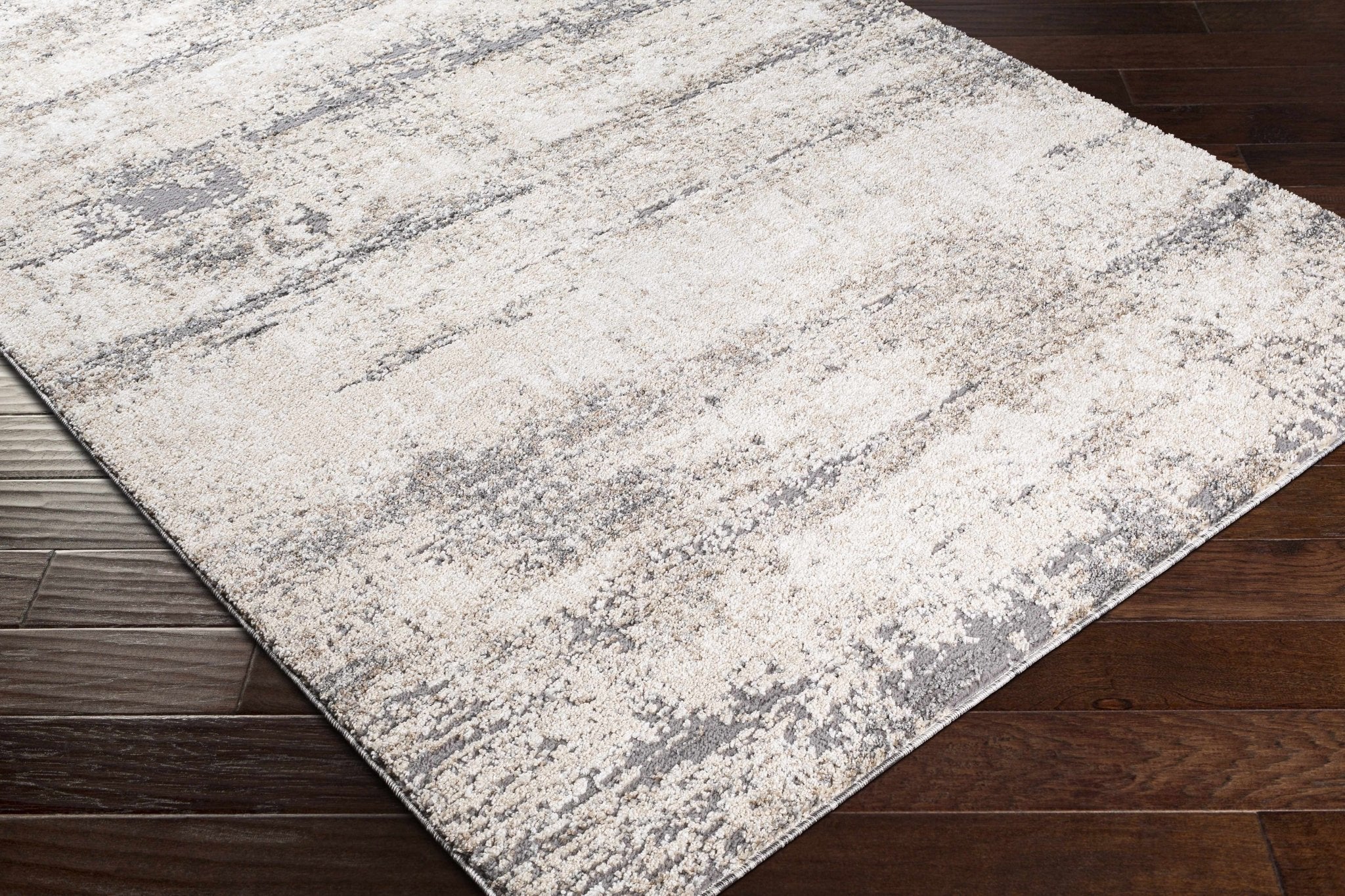 Modern Abstract Beige, Ivory and Gray High low texture Area Rug - Image 7
