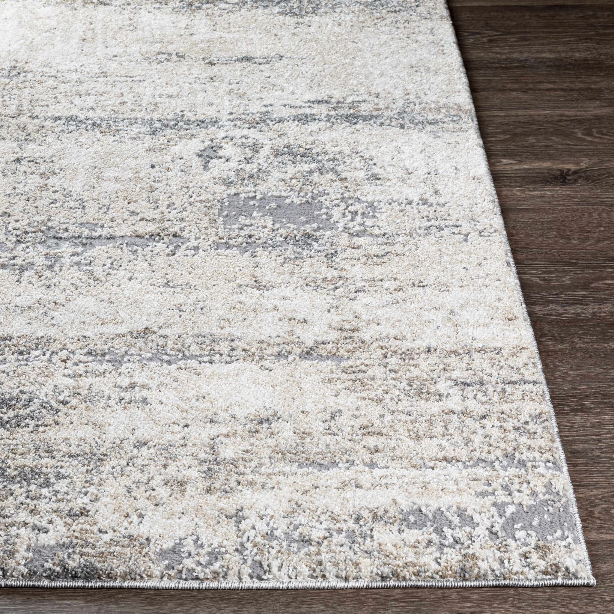 Modern Abstract Beige, Ivory and Gray High low texture Area Rug - Image 8