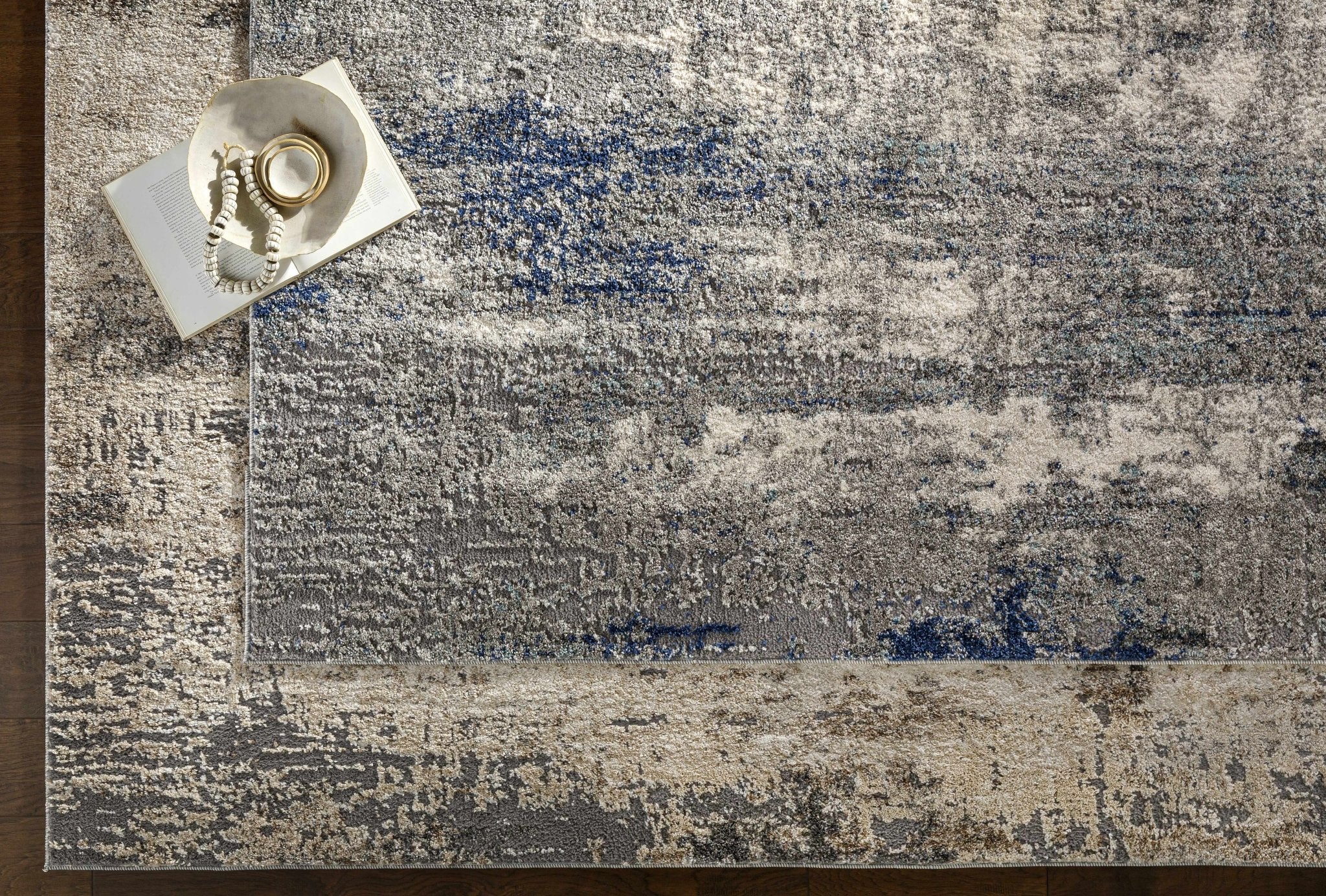Modern Abstract Beige, Ivory and Gray High low texture Area Rug - Image 9