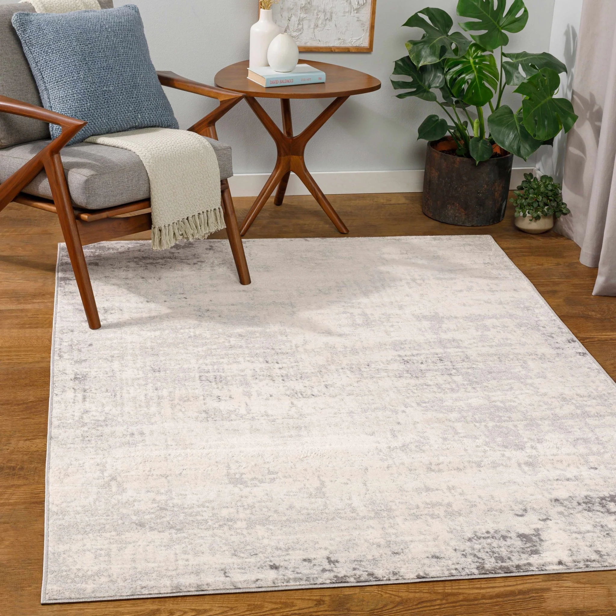 Modern Abstract Beige, Silver and Charcoal Multi Size Area Rug - Image 2