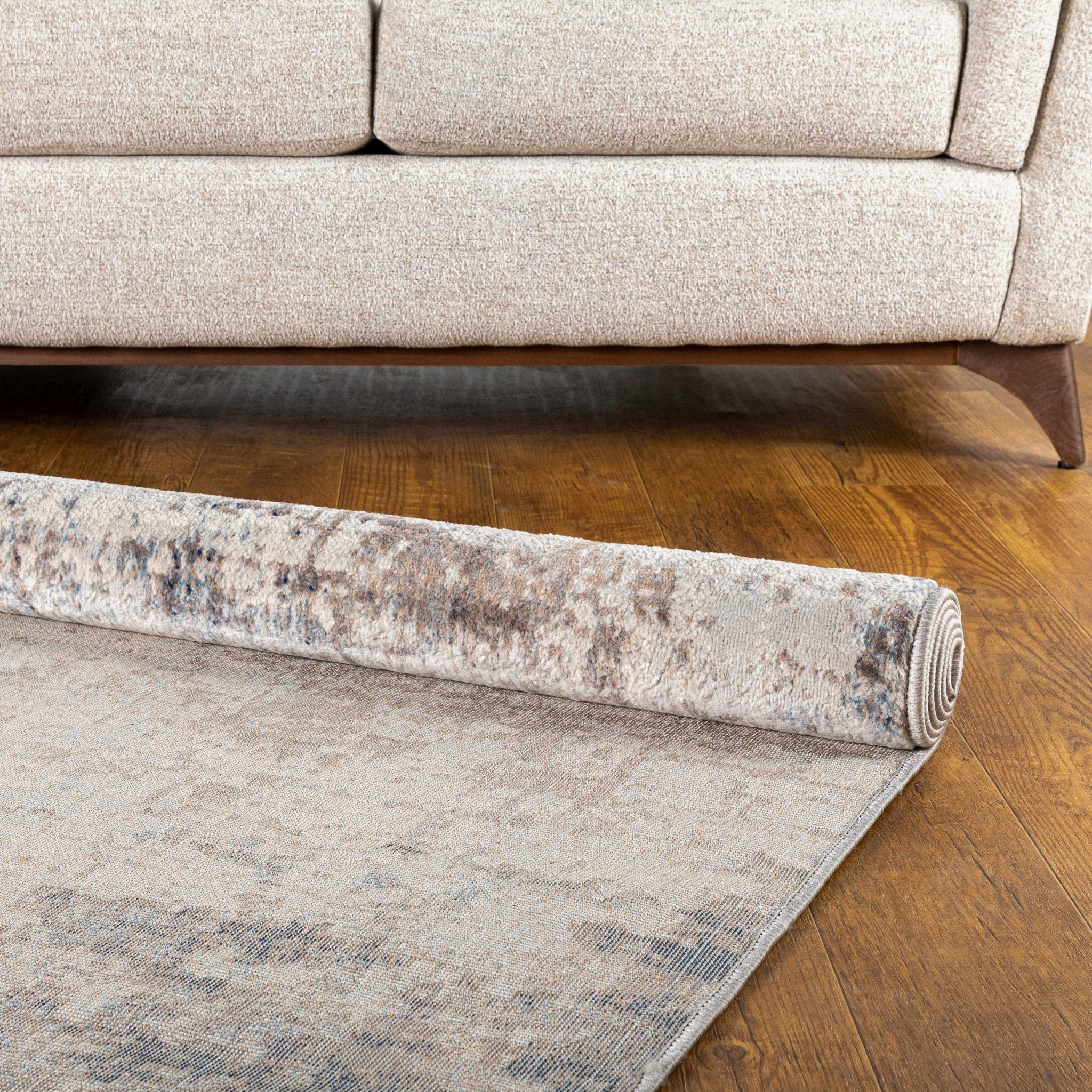 Contemporary Abstract Beige, Tan and Charcoal Machine Woven Area Rug - Image 15