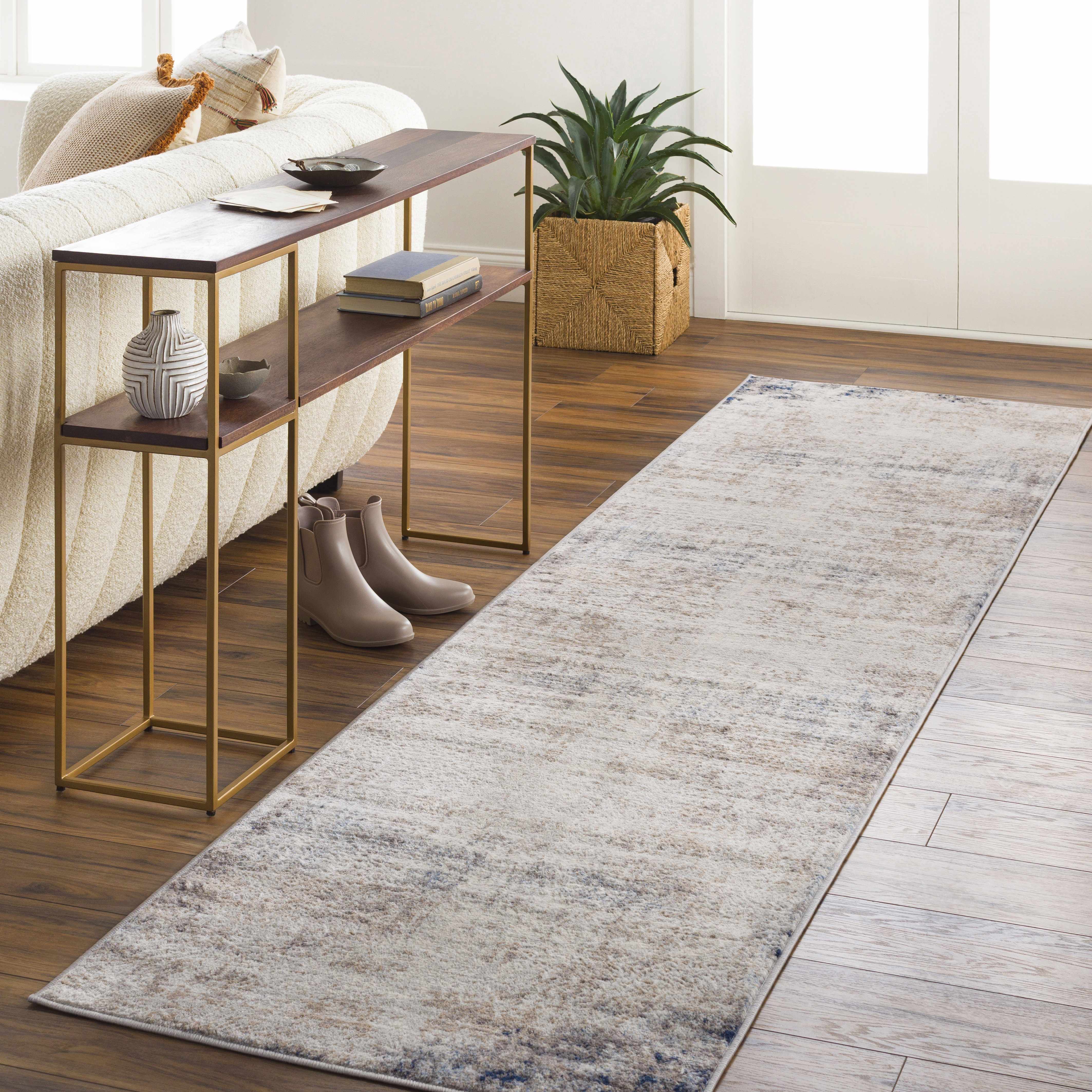 Contemporary Abstract Beige, Tan and Charcoal Machine Woven Area Rug - Image 17