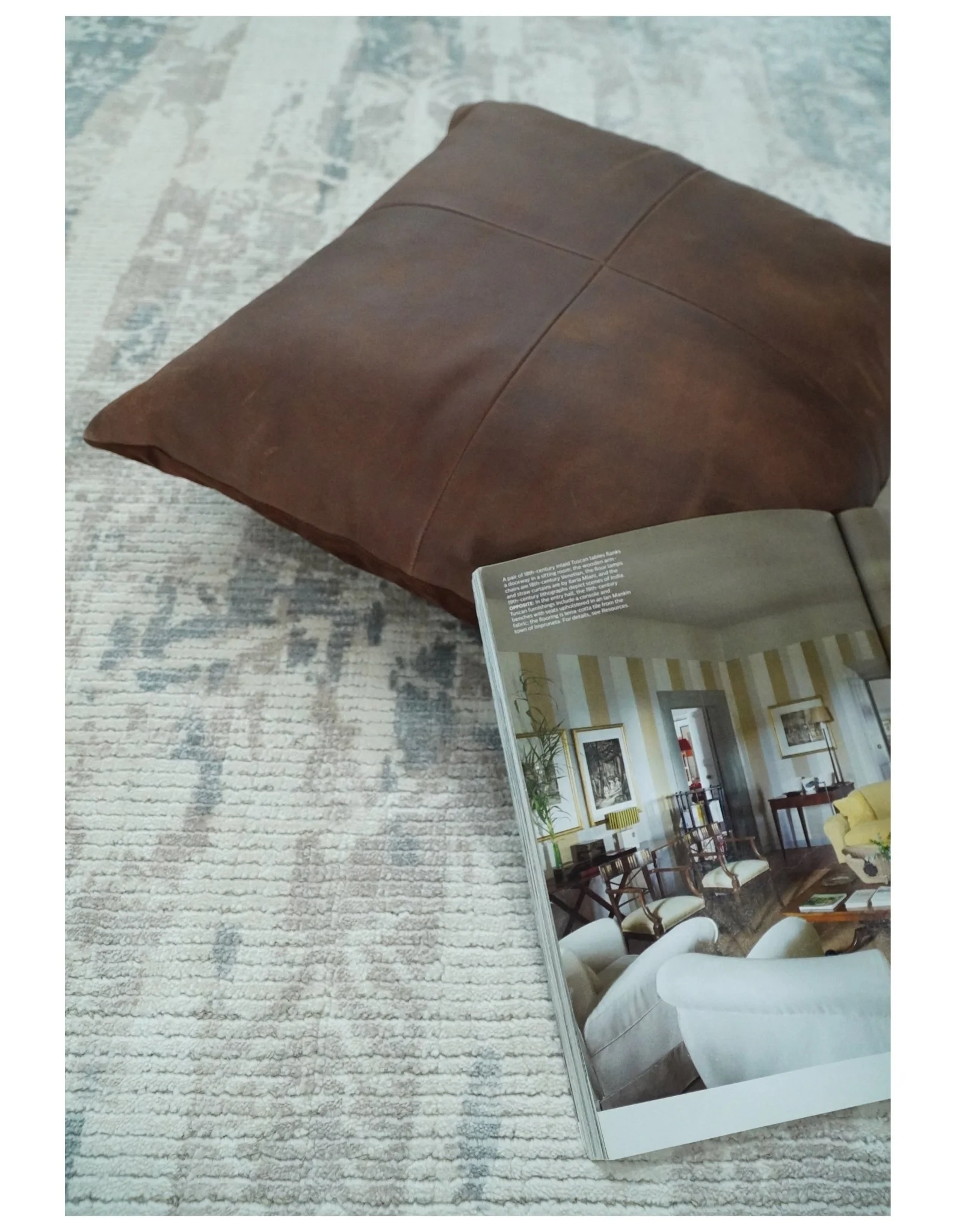 5.8x7.9 Modern Abstract Blue and Brown Rug hand made wool rug - Image 10