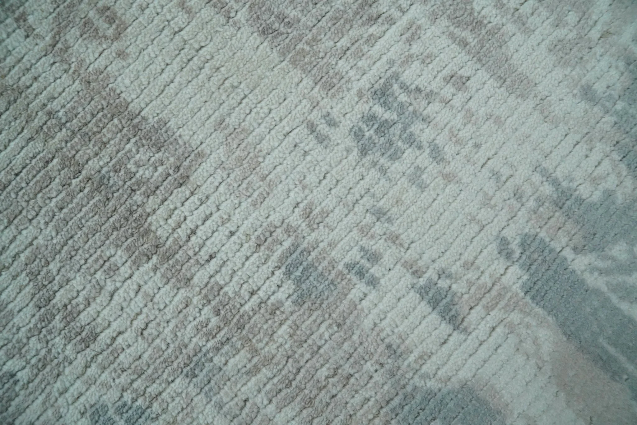 5.8x7.9 Modern Abstract Blue and Brown Rug hand made wool rug - Image 4