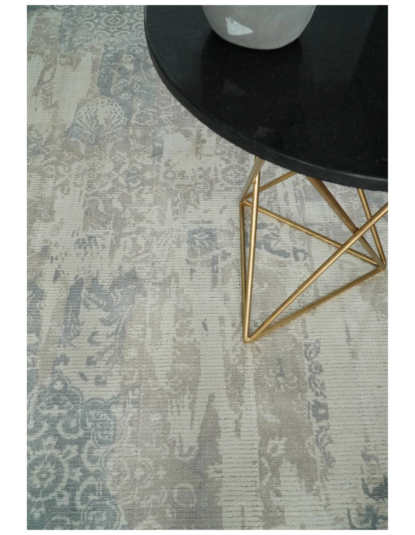 5.8x7.9 Modern Abstract Blue and Brown Rug hand made wool rug - Image 8