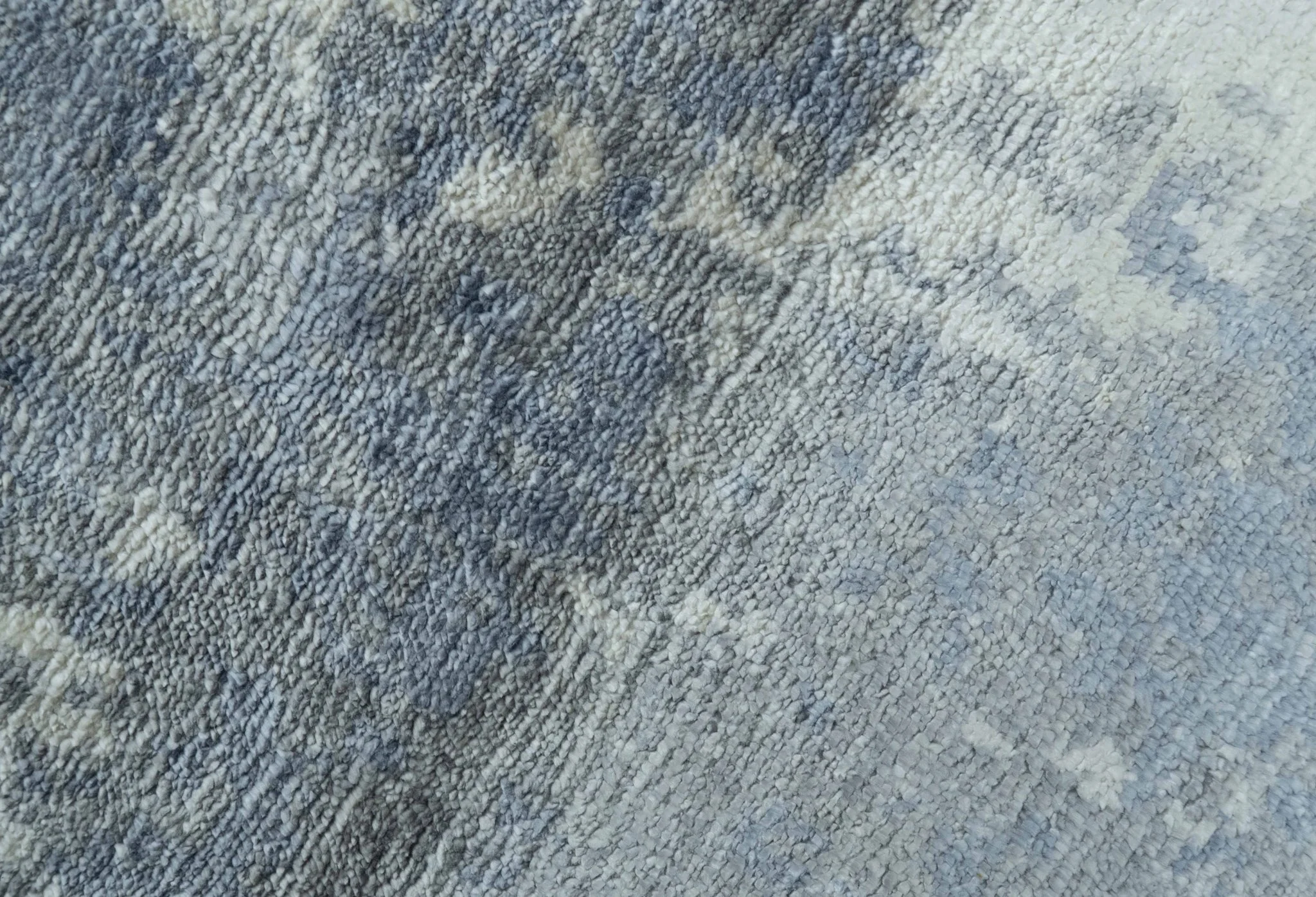 Modern Abstract Blue And Ivory Hand Knotted Wool Area Rug - Image 8