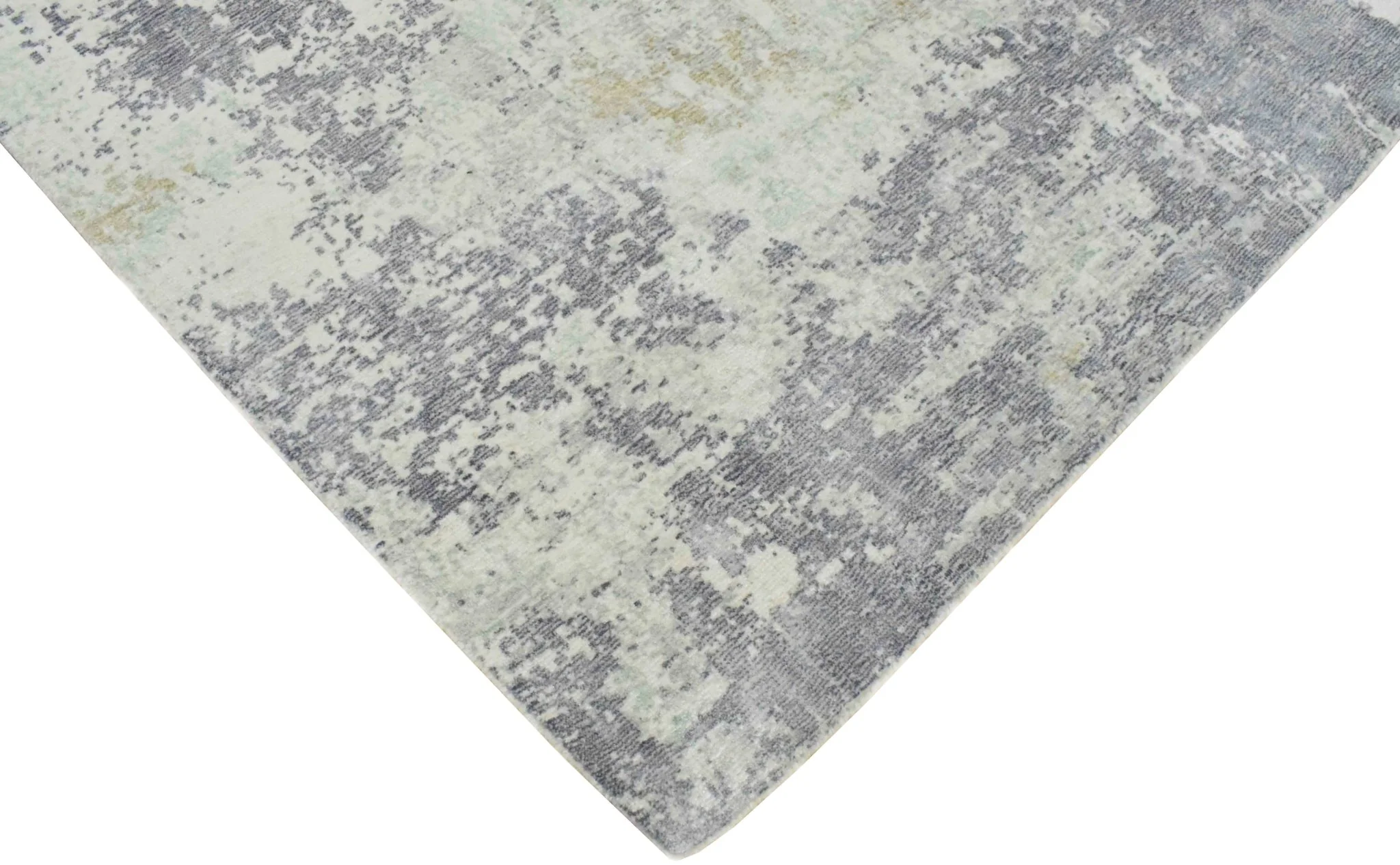 Modern Abstract Gray and Ivory Rug made with Art Silk | TRD10132 - Image 3