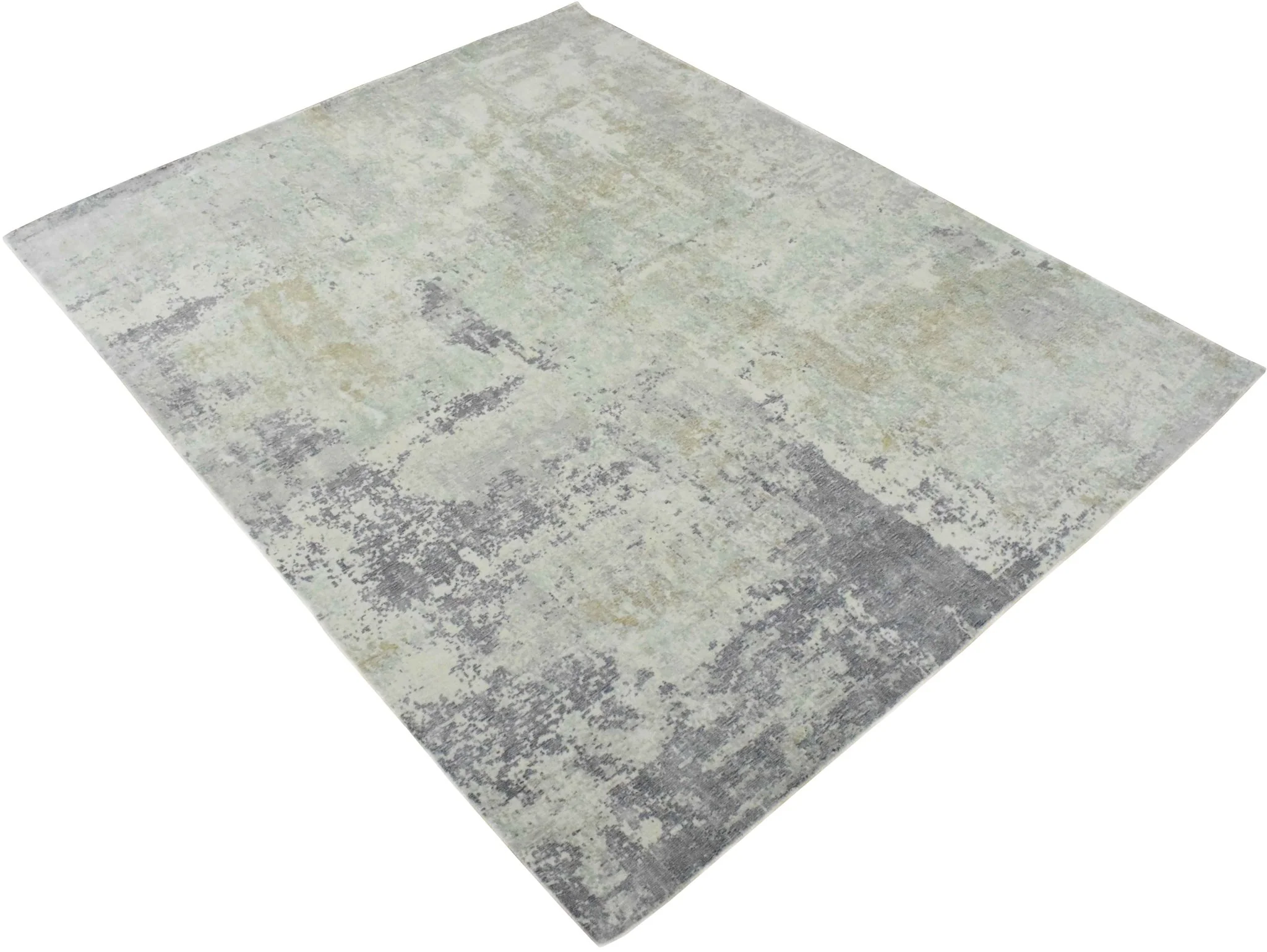 Modern Abstract Gray and Ivory Rug made with Art Silk | TRD10132 - Image 6