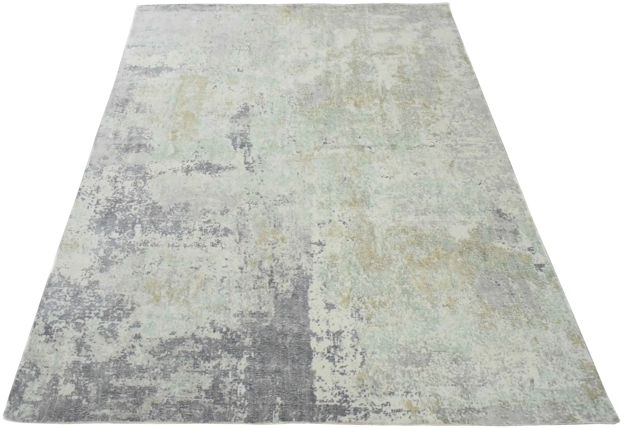 Modern Abstract Gray and Ivory Rug made with Art Silk | TRD10132 - Image 7