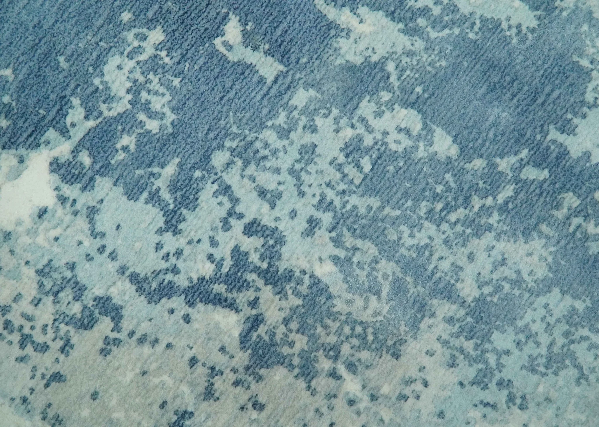 Modern Abstract blue, Ivory and Silver 4x6 Hand Knotted wool Area Rug - Image 4