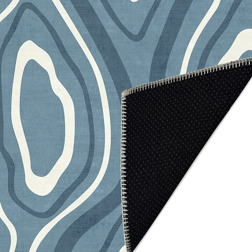 Modern Abstract Blue Machine Washable Cotton Area Rug - Image 6