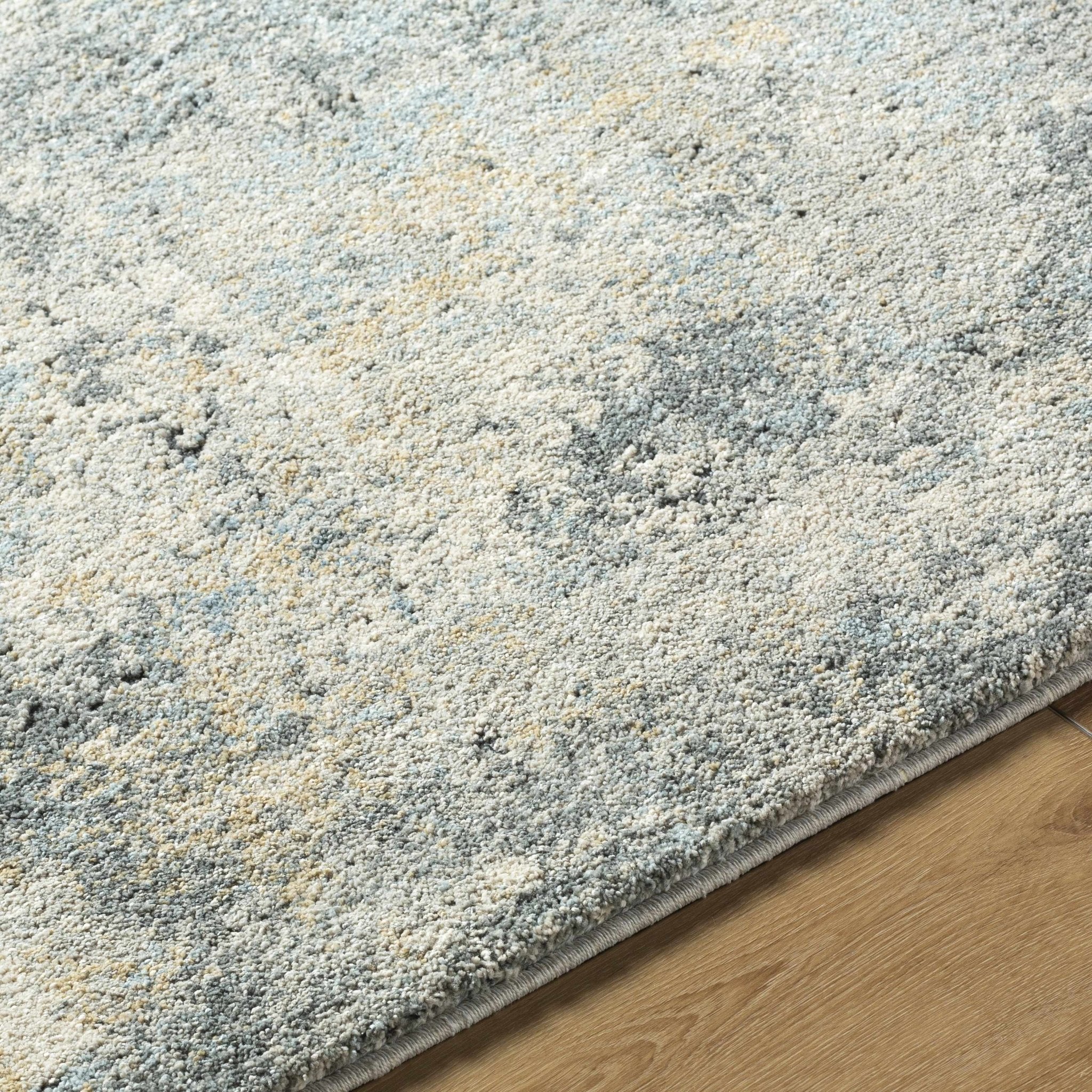 Modern Abstract Design Beige And Blue Machine Woven Rug - Image 3