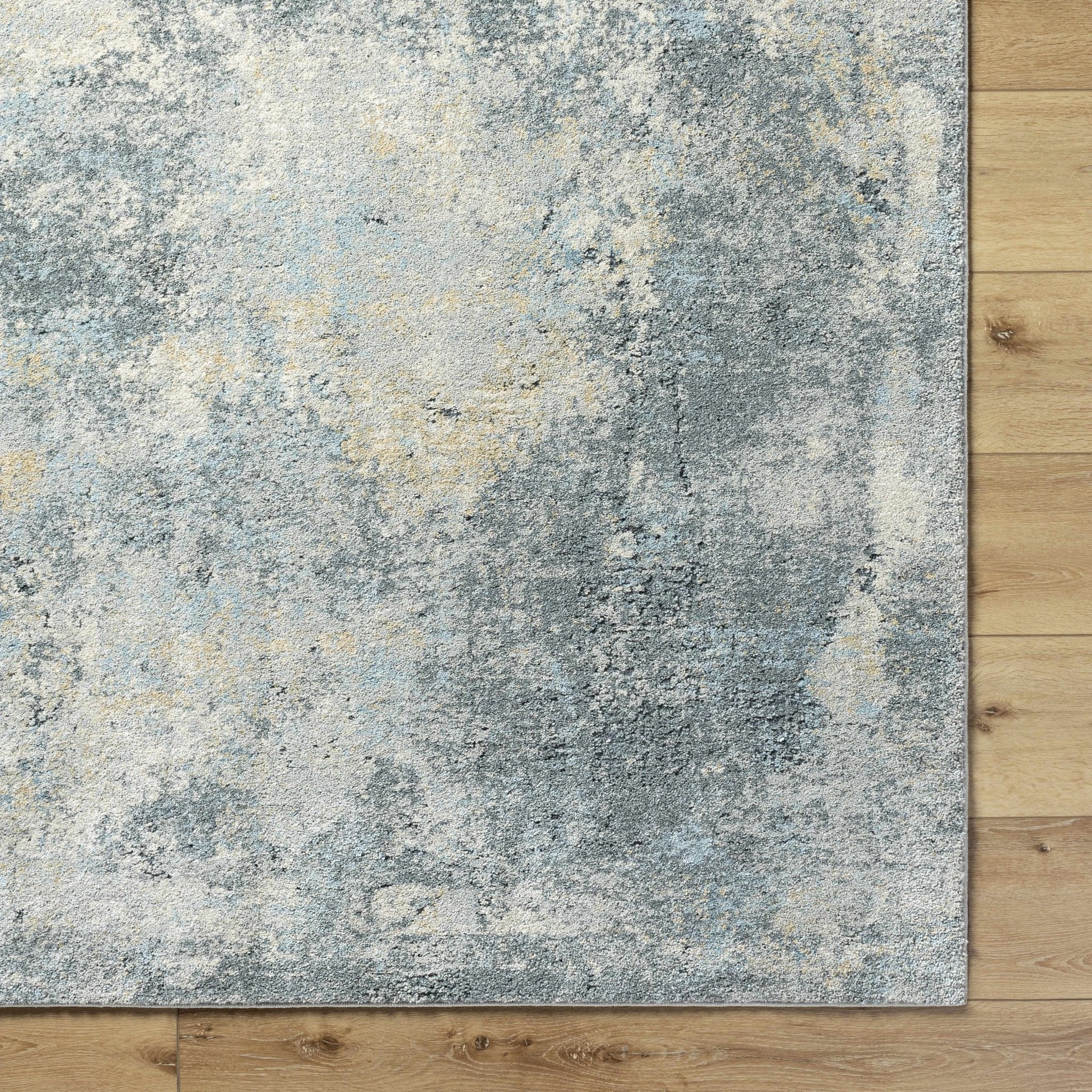 Modern Abstract Design Beige And Blue Machine Woven Rug - Image 6