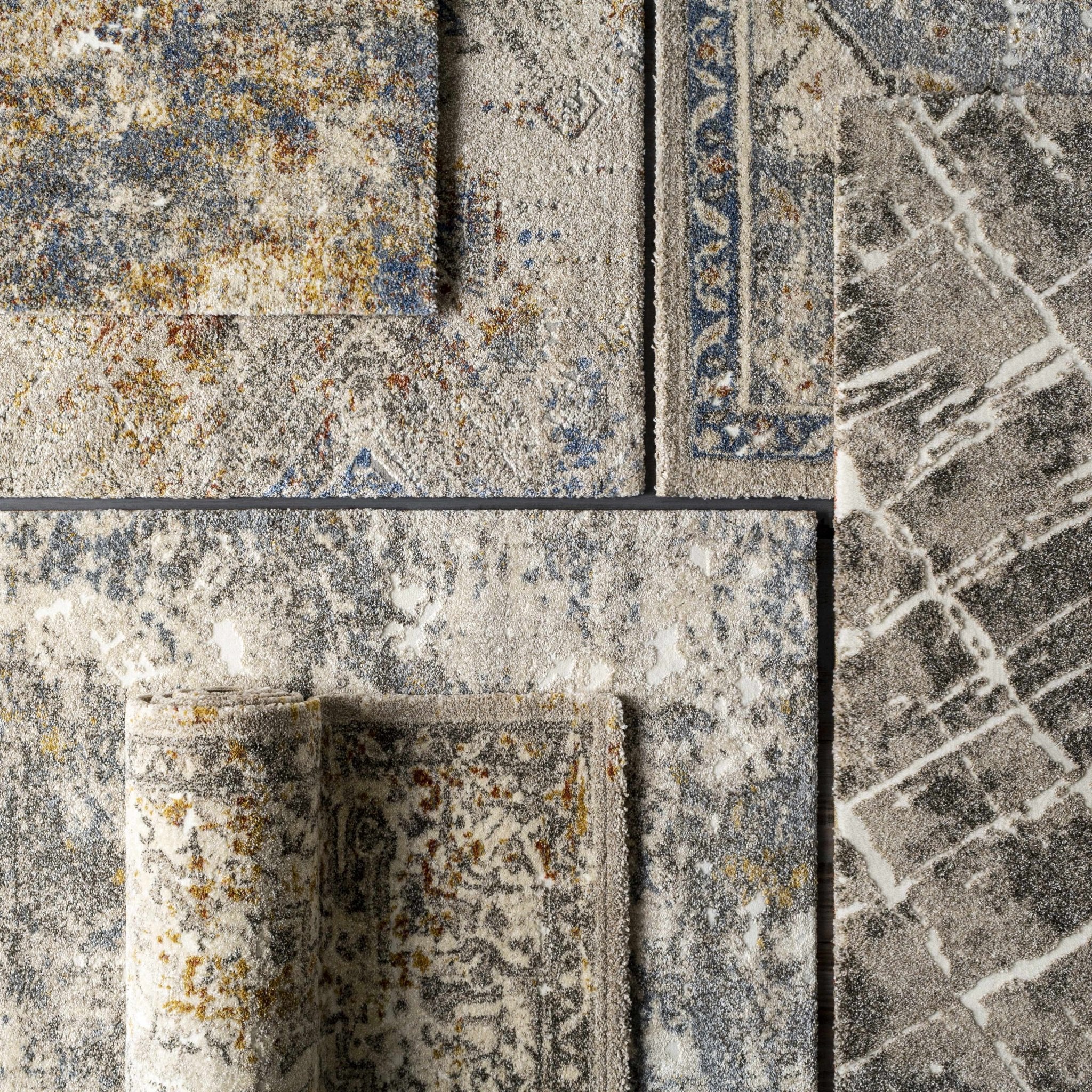 Modern Abstract Design Beige And Brown Machine Woven Rug - Image 3