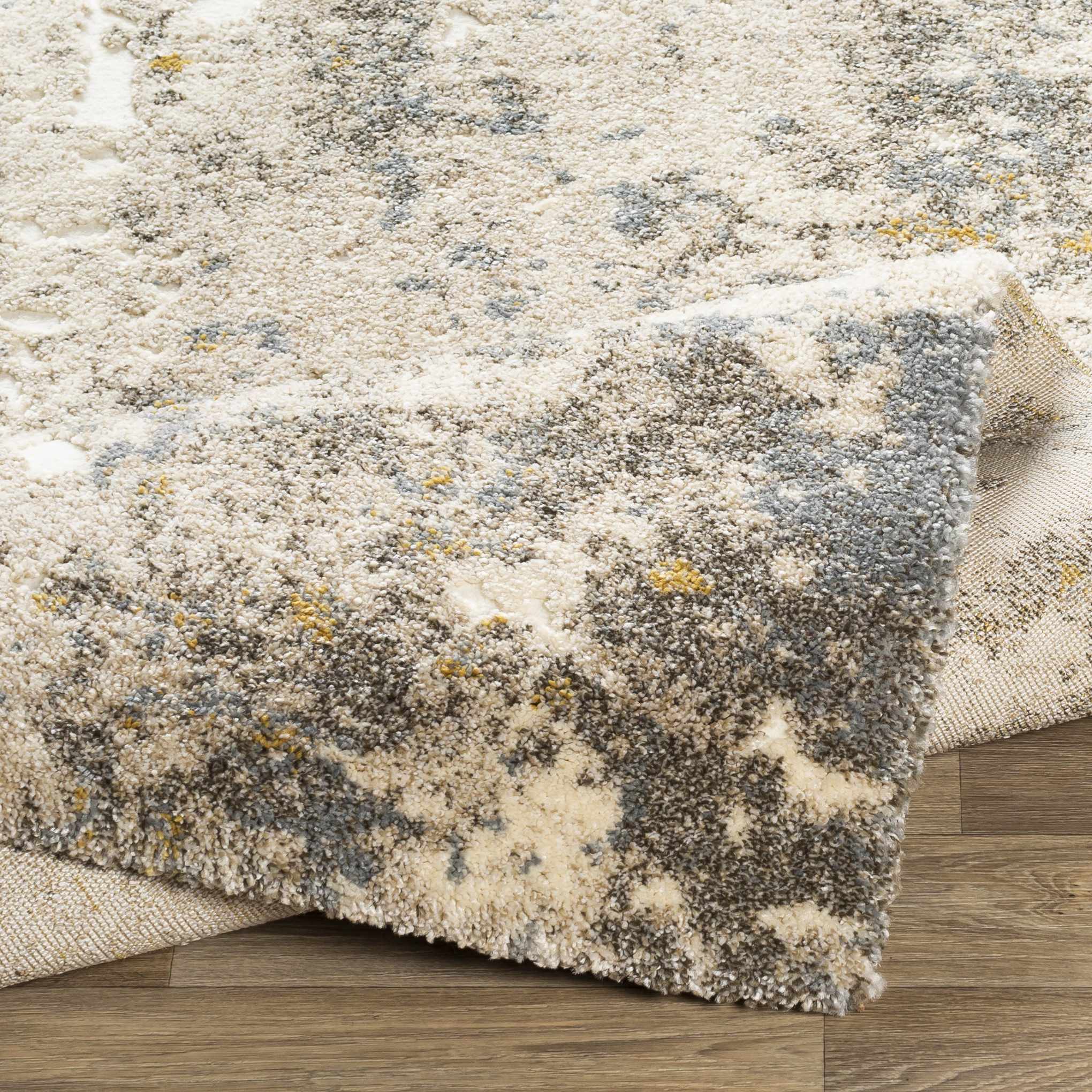 Modern Abstract Design Beige And Brown Machine Woven Rug - Image 7