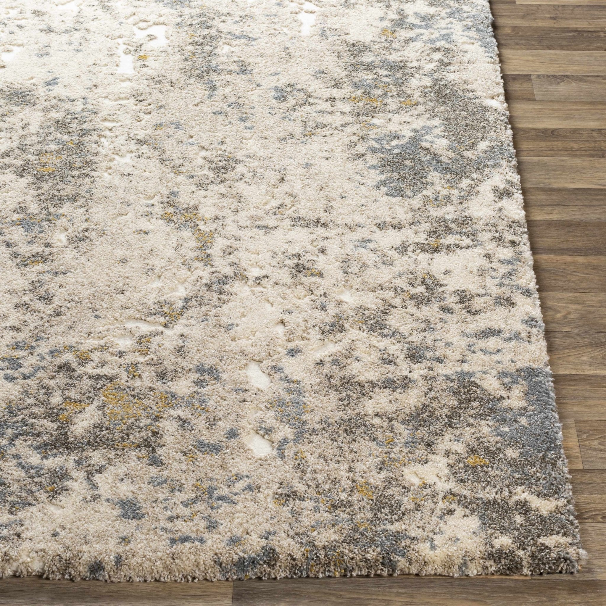 Modern Abstract Design Beige And Brown Machine Woven Rug - Image 9