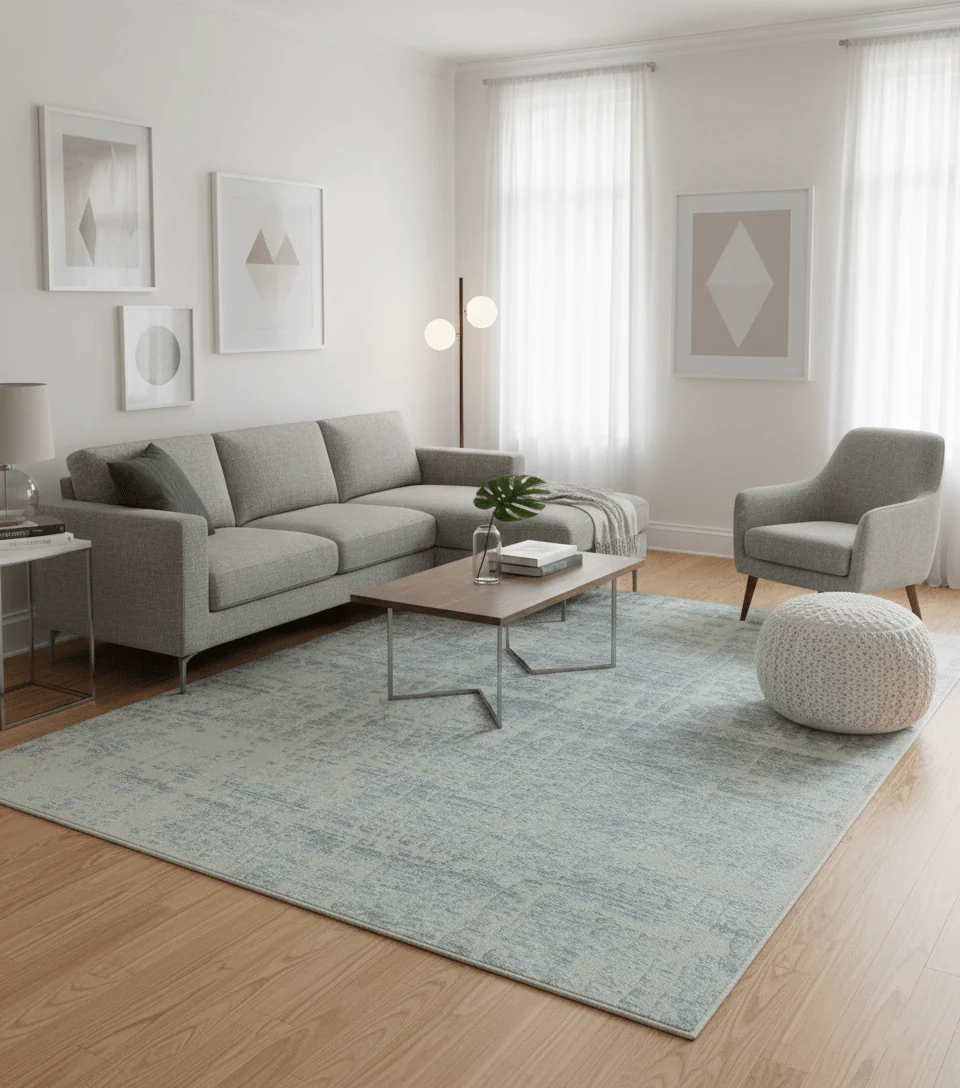 Modern Abstract Design Beige And Gay 8x10 Hand Knotted Wool Area Rug - Image 2