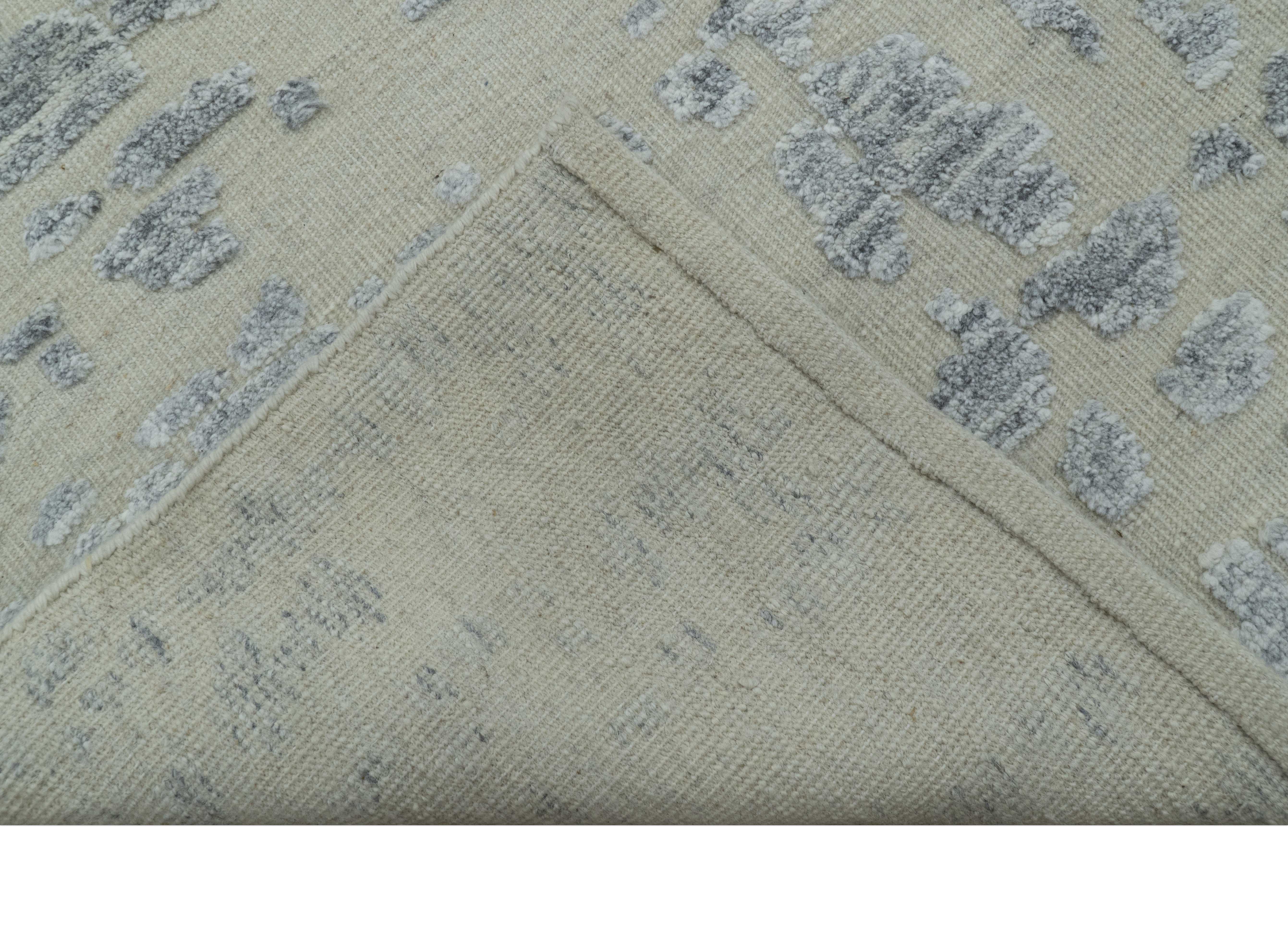 Modern Abstract Design Beige And Gay 8x10 Hand Knotted Wool Area Rug - Image 4