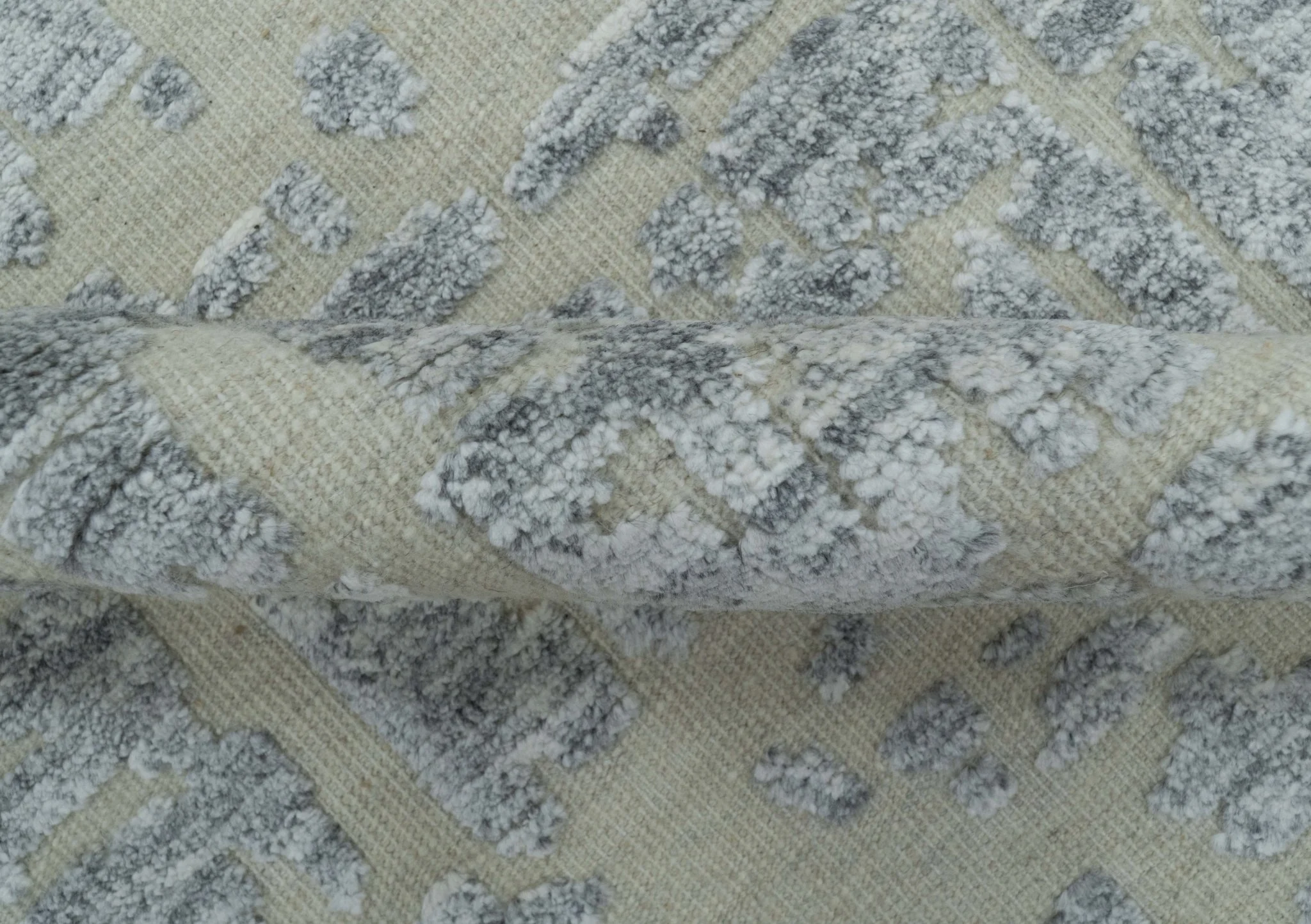 Modern Abstract Design Beige And Gay 8x10 Hand Knotted Wool Area Rug - Image 6