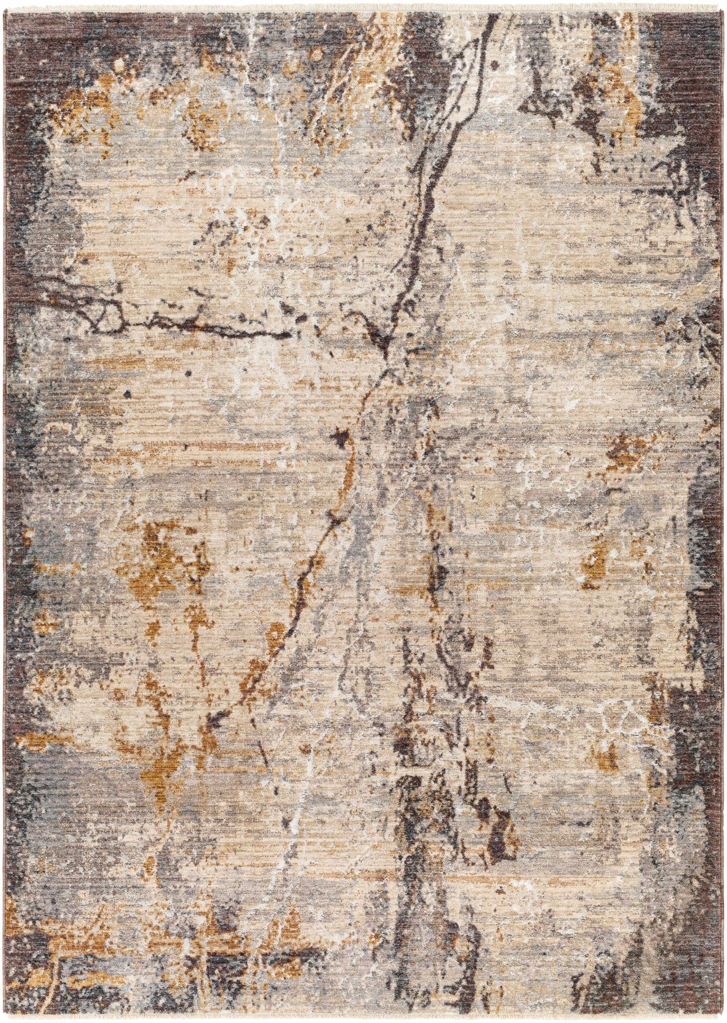 Modern Abstract Design Beige And gray Machine Woven Rug - Image 2