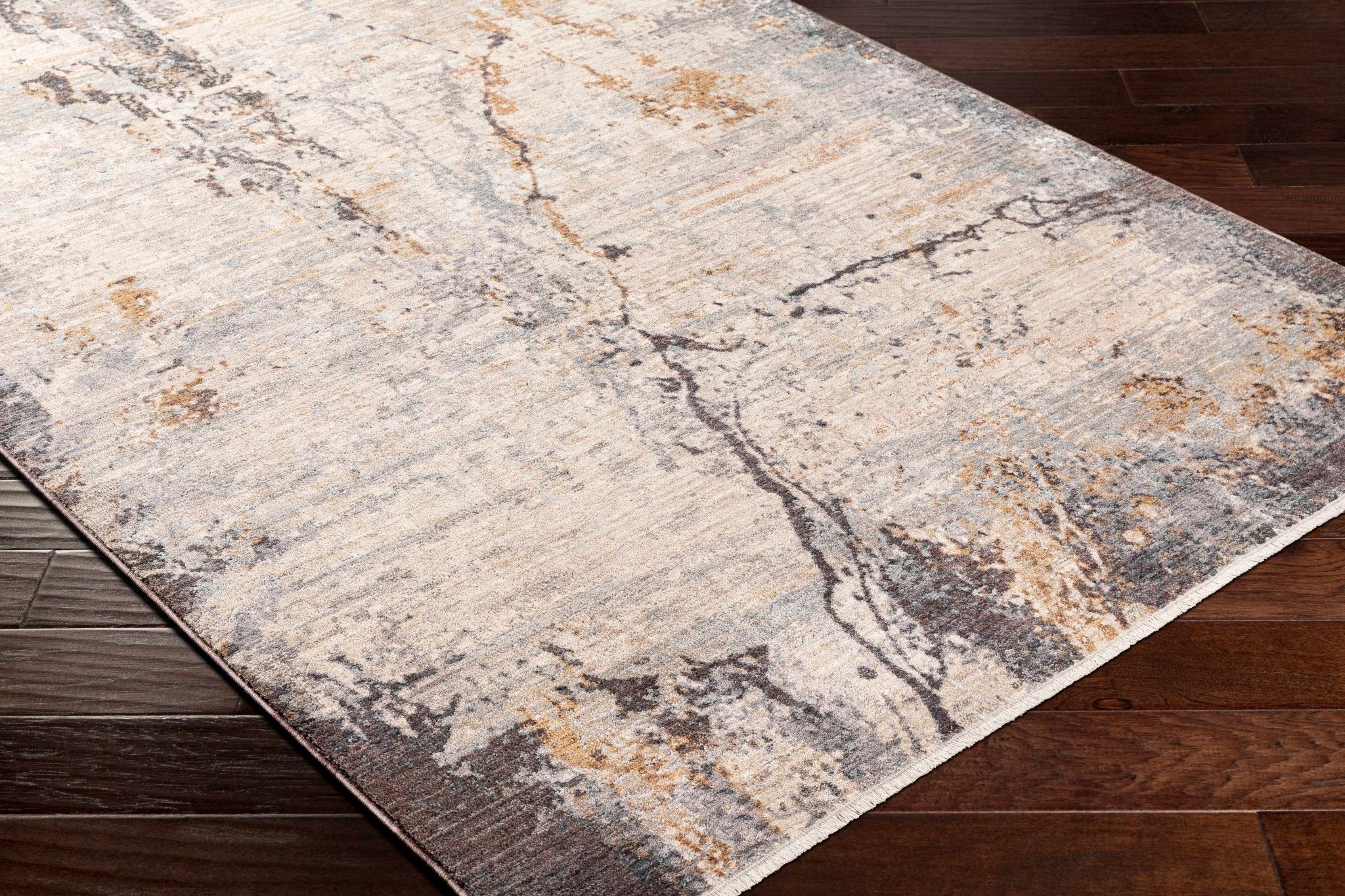 Modern Abstract Design Beige And gray Machine Woven Rug - Image 8