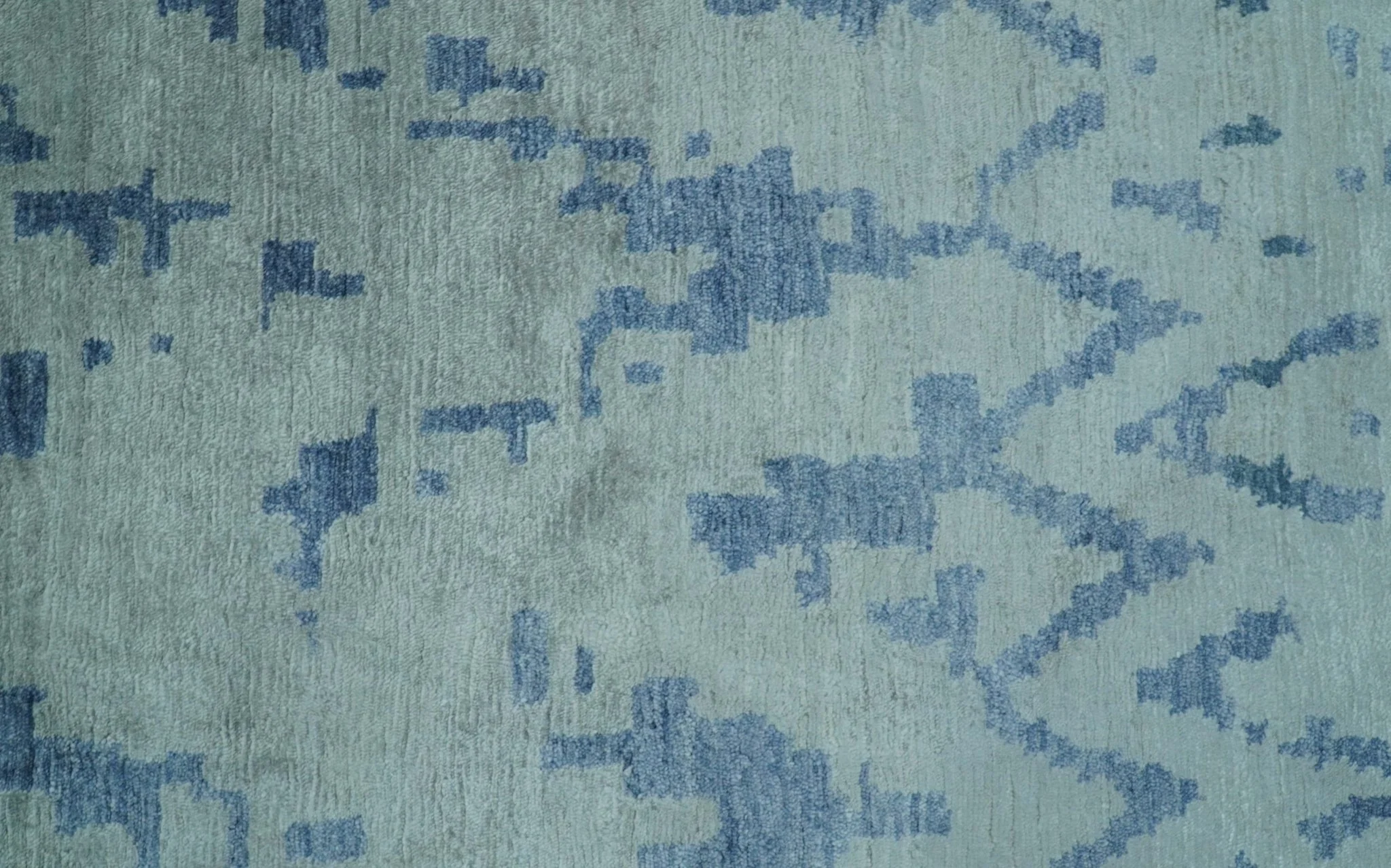 Modern Abstract Blue And Gray Hand Knotted 6x9 Bamboo Silk Area Rug - Image 5