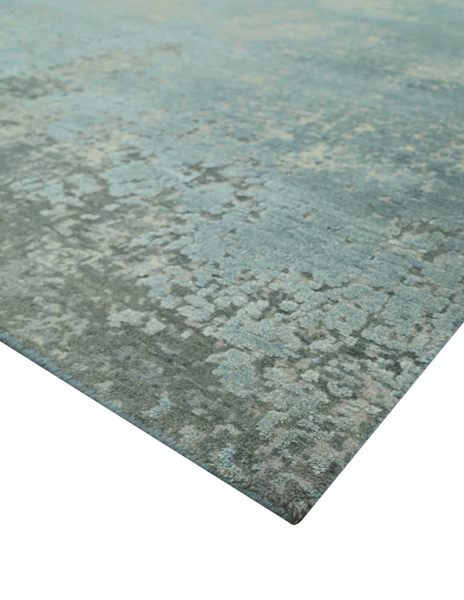 Abstract Design Blue, Beige And Gray 8x10 Hand Knotted Wool and Bamboo Silk Rug - Image 8