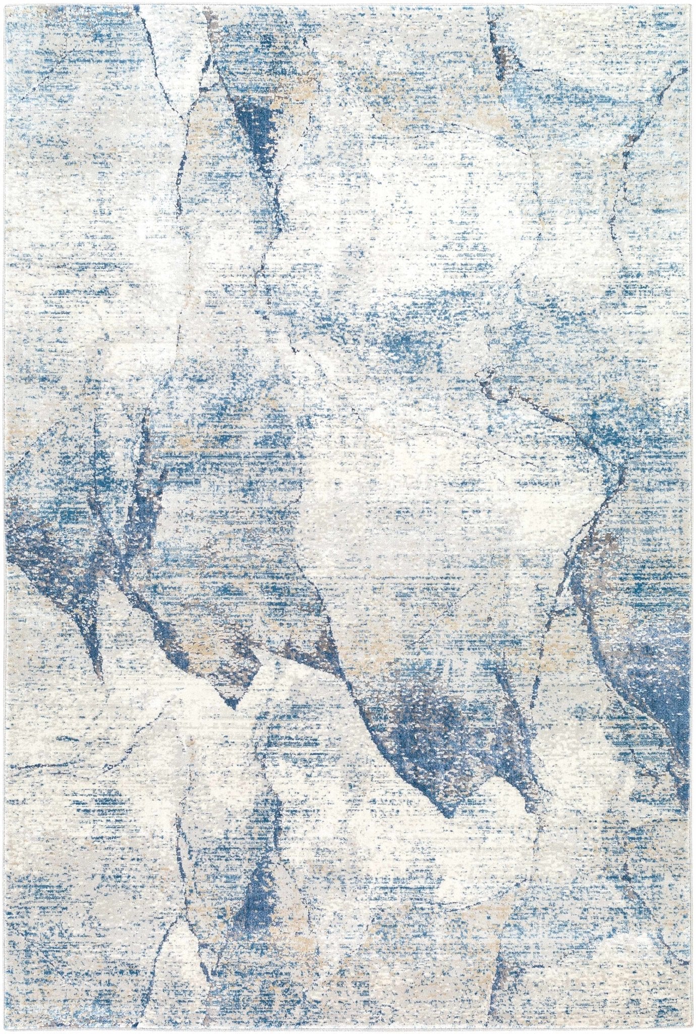Modern Abstract Design Blue Machine Woven Rug - Image 13