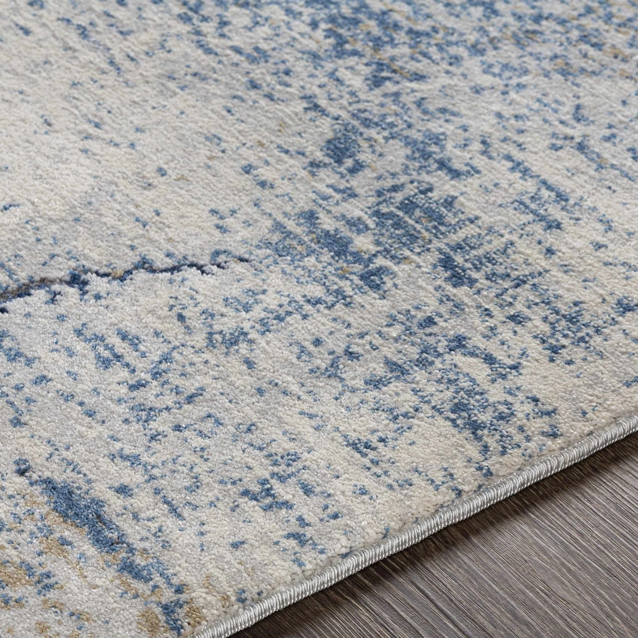 Modern Abstract Design Blue Machine Woven Rug - Image 14