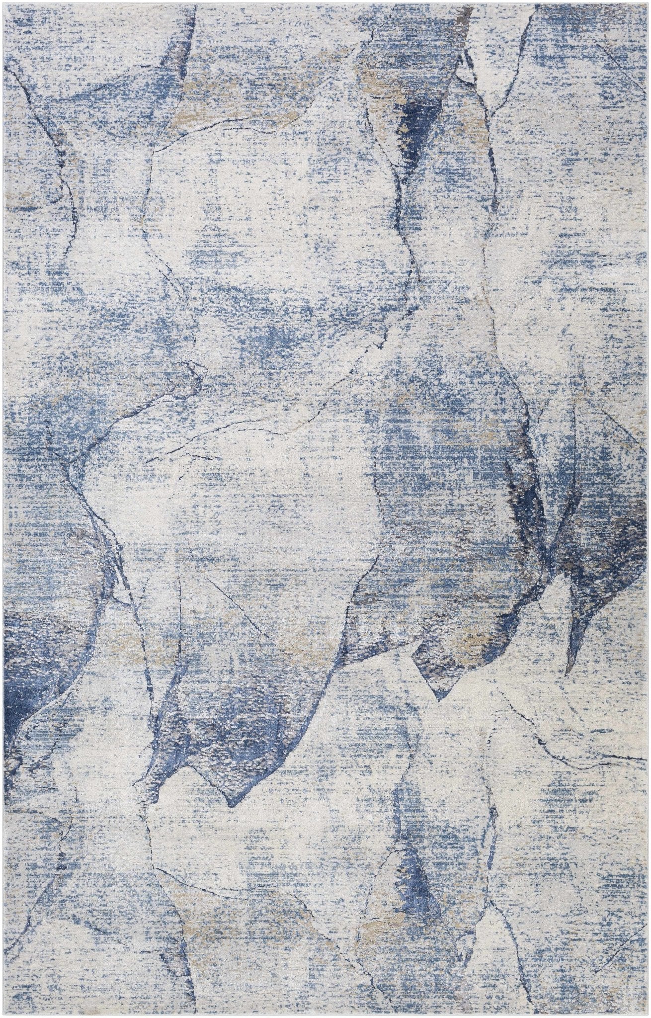 Modern Abstract Design Blue Machine Woven Rug - Image 2