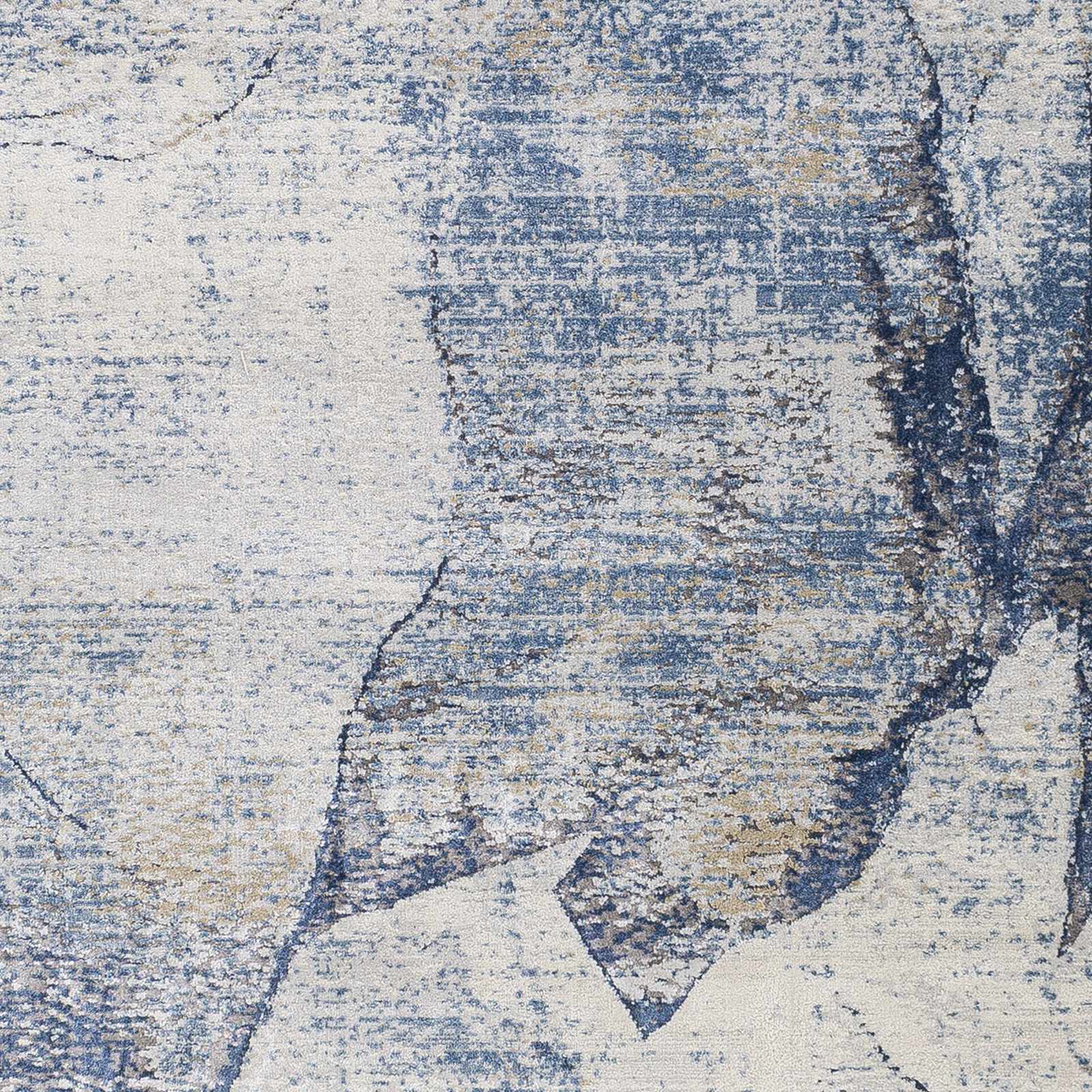 Modern Abstract Design Blue Machine Woven Rug - Image 7