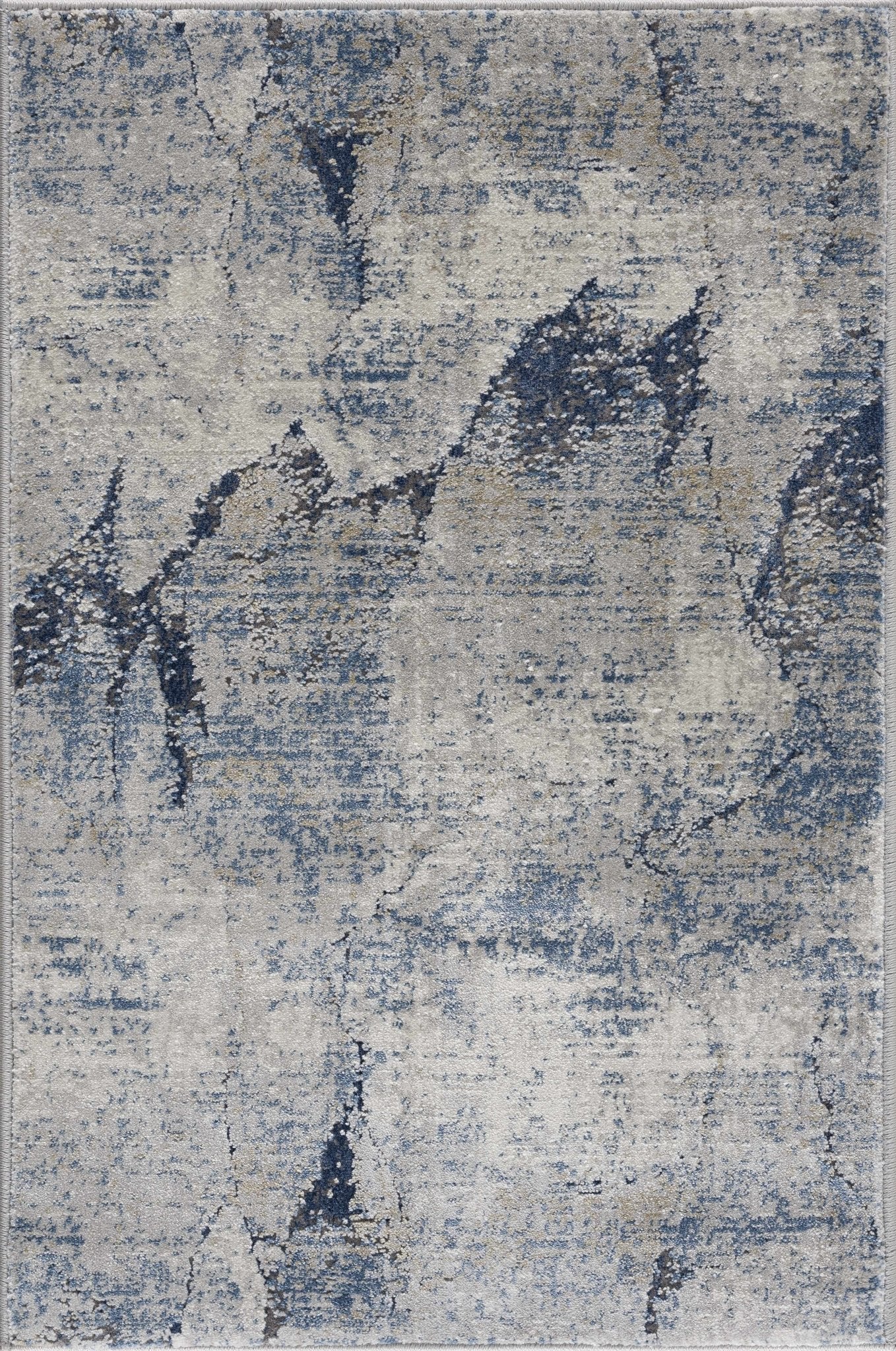 Modern Abstract Design Blue Machine Woven Rug - Image 9