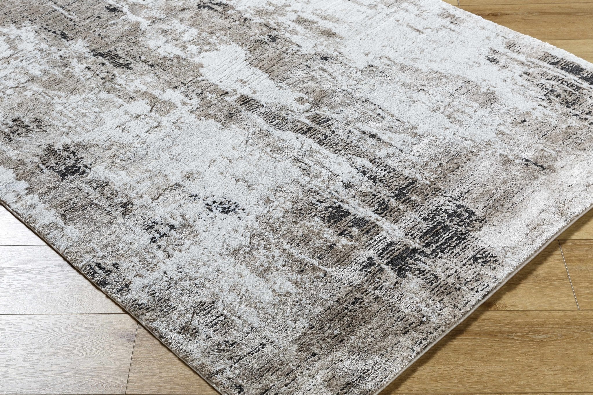 Modern Abstract Design Brown Machine Woven Area Rug - Image 3