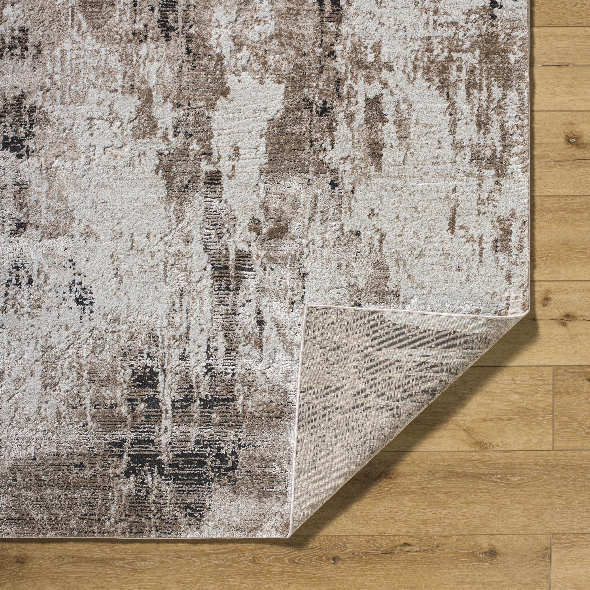 Modern Abstract Design Brown Machine Woven Area Rug - Image 5