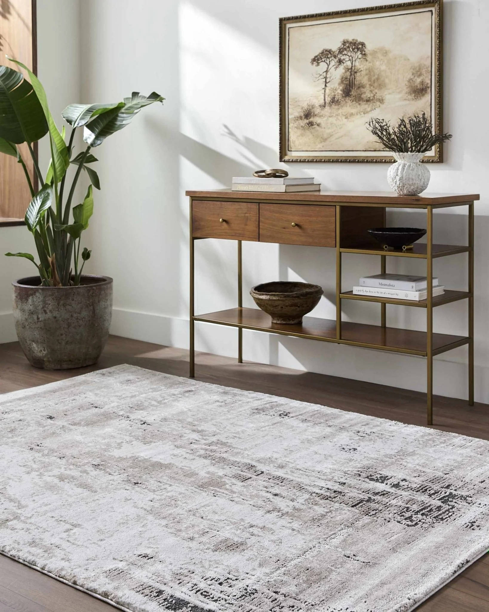 Modern Abstract Design Brown Machine Woven Area Rug - Image 7