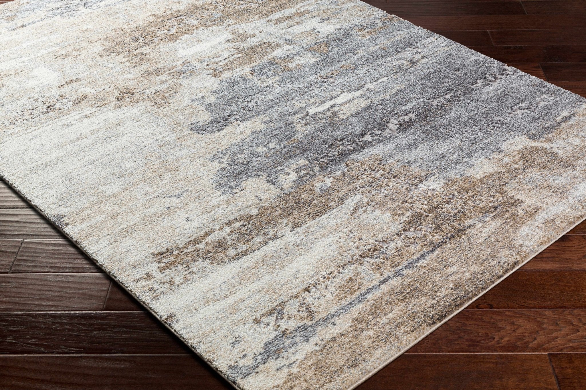 Modern Abstract Design Brown Machine Woven Rug - Image 3
